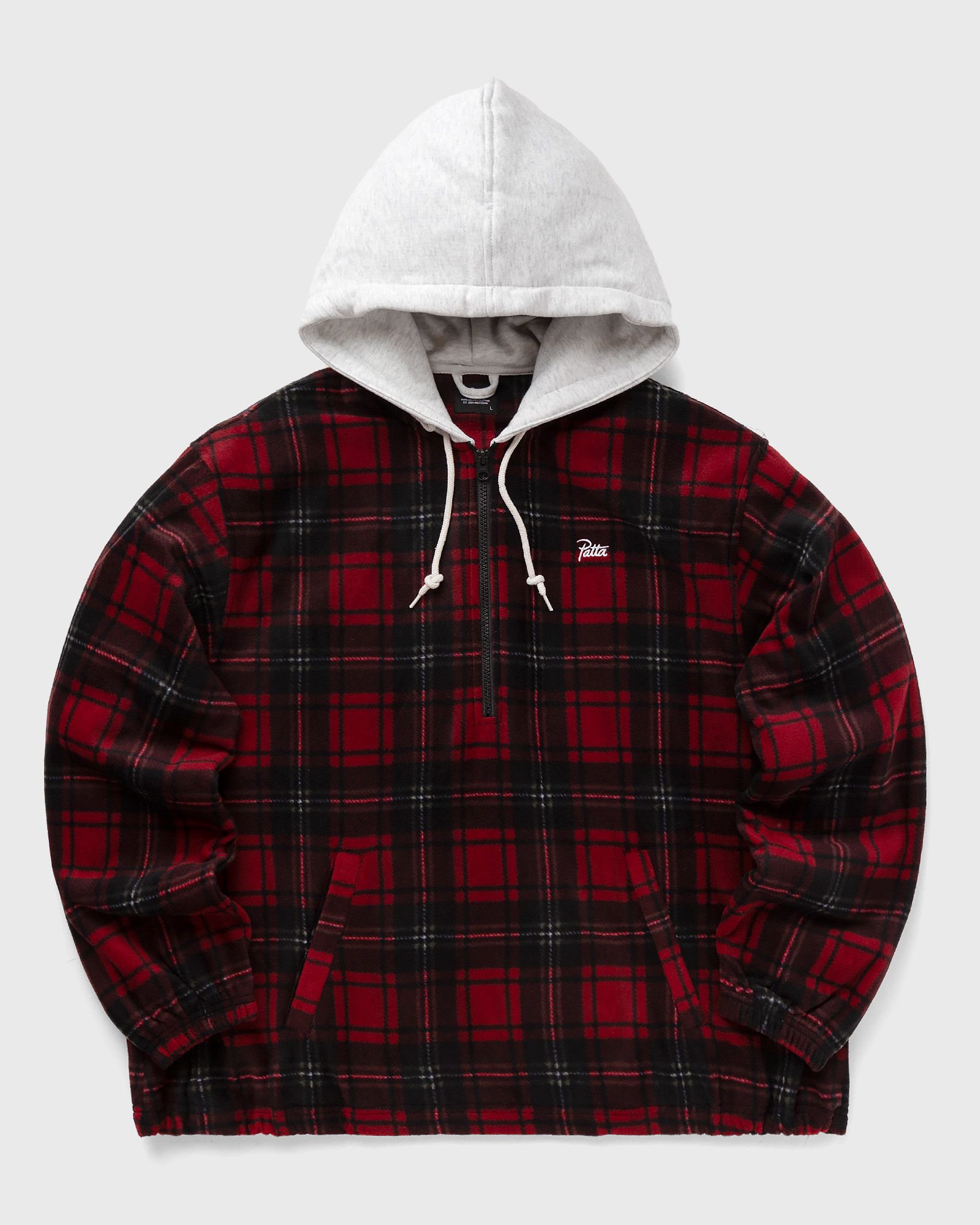 PATTA - tartan fleece hooded overshirt men hoodies|sweatshirts red in größe:xl