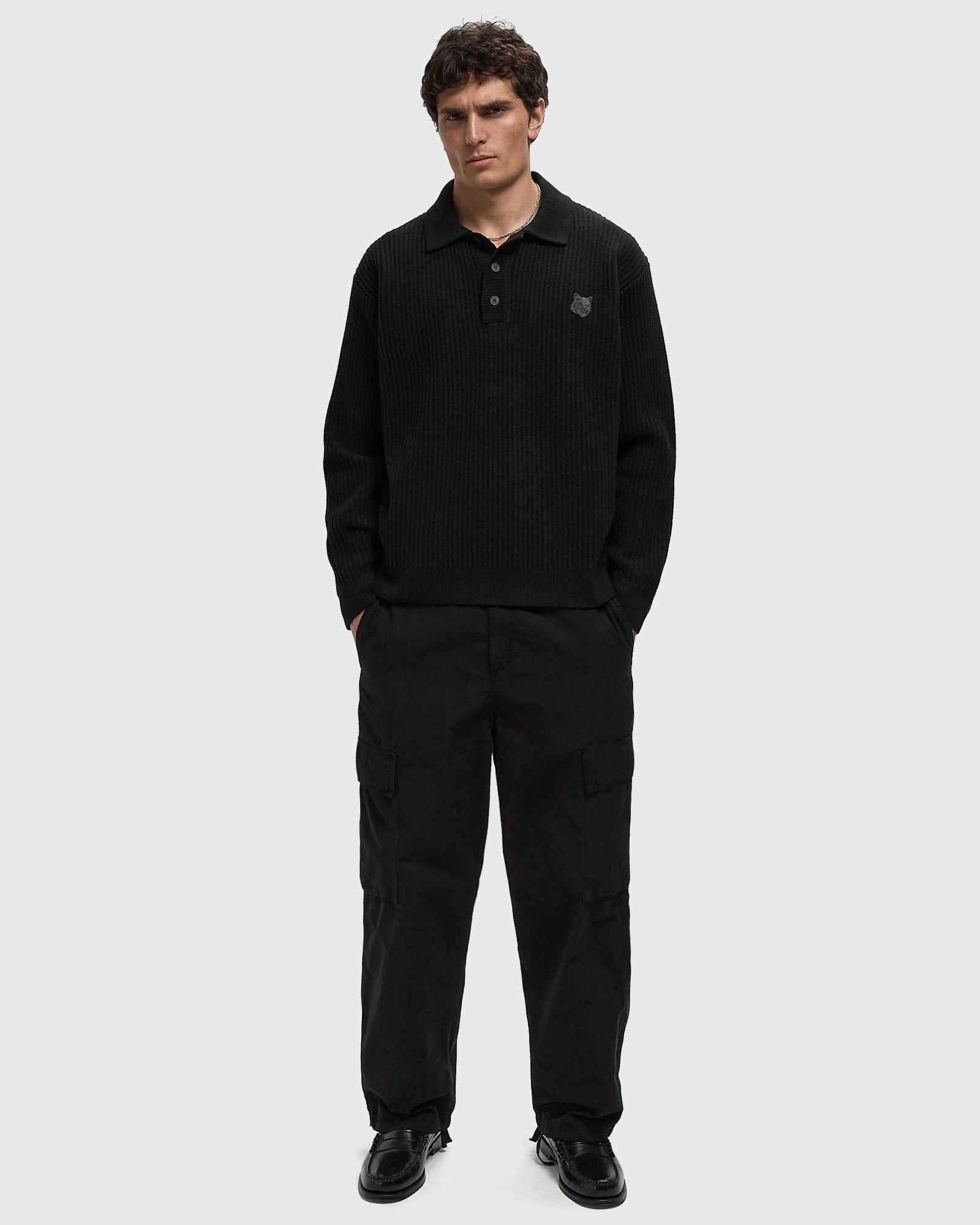 FOX HEAD WOOL RIBBED POLO JUMPER