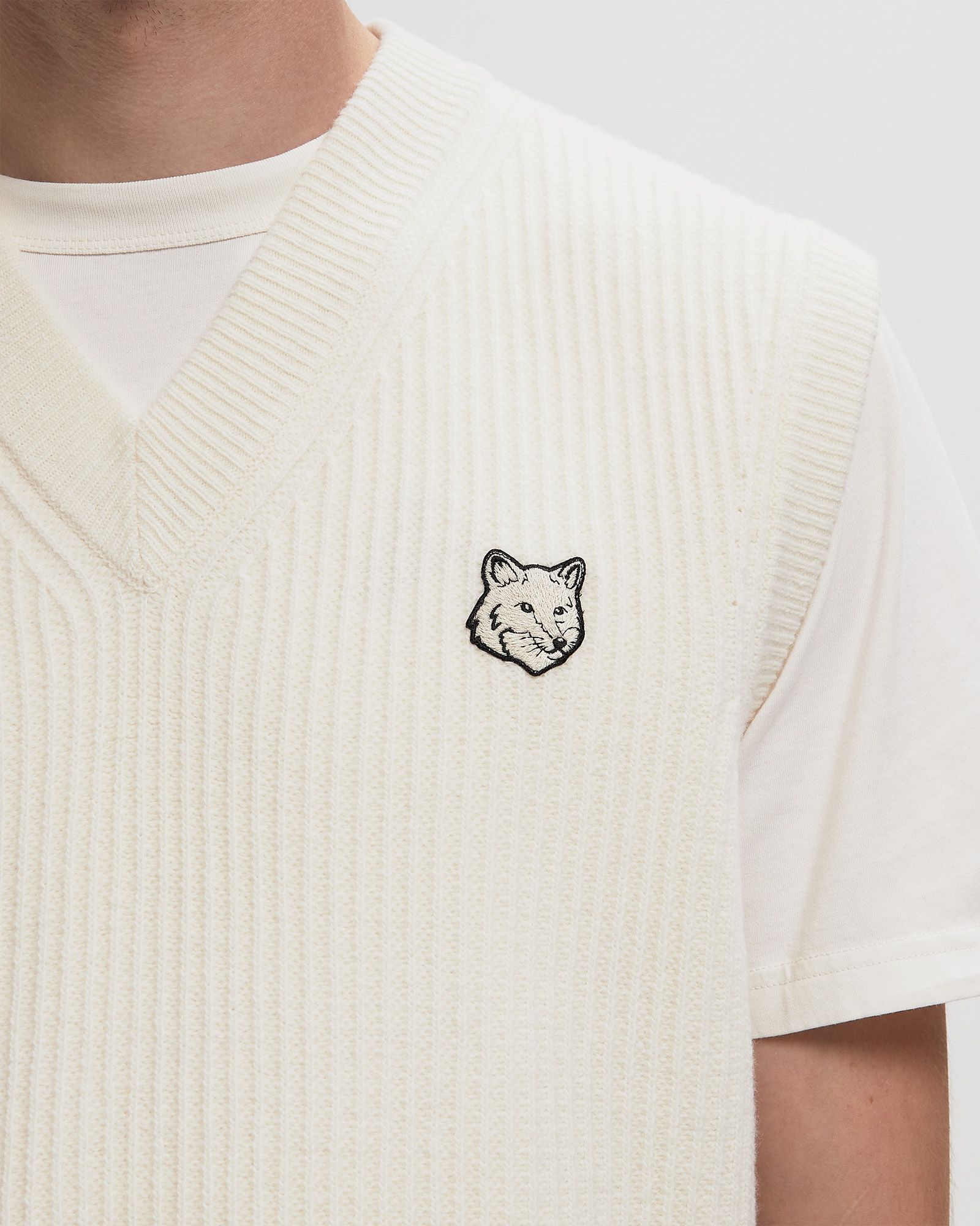FOX HEAD WOOL RIBBED VEST