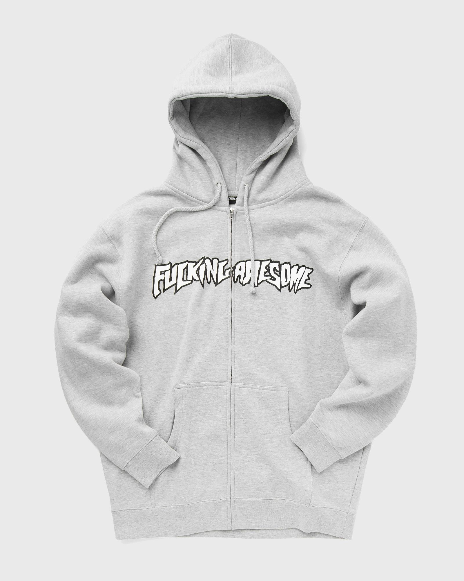 Fucking Awesome - stamp logo zip hoodie men zippers grey in größe:l