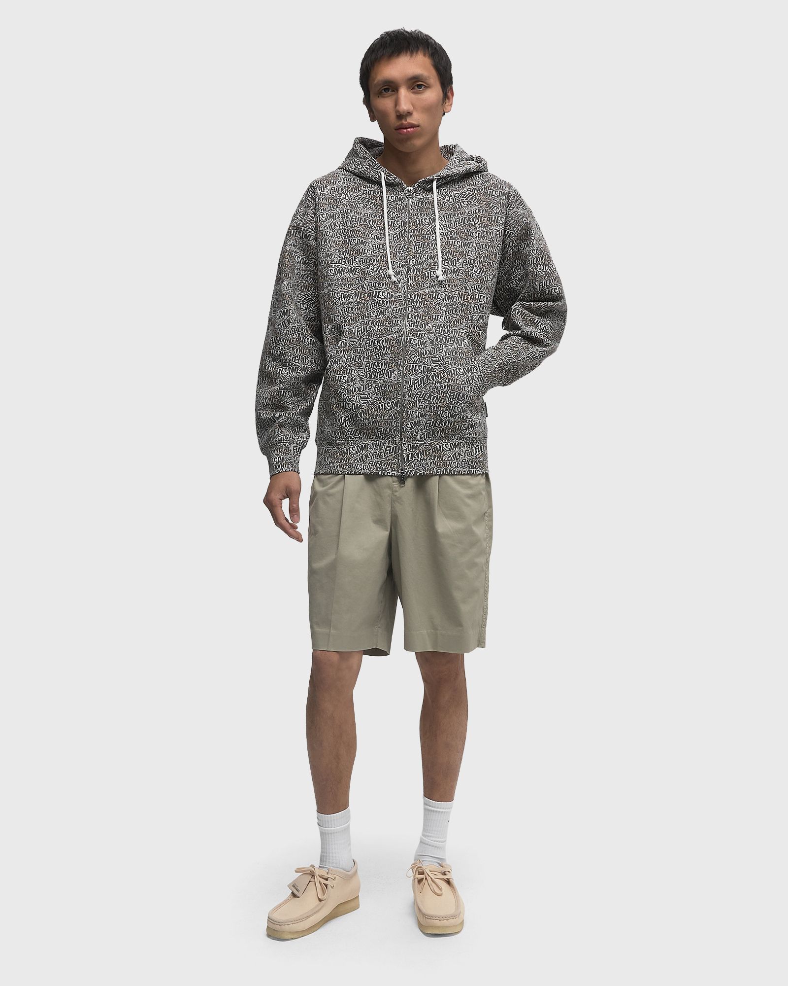 Burnt Sticker Stamp Zipped Hoodie