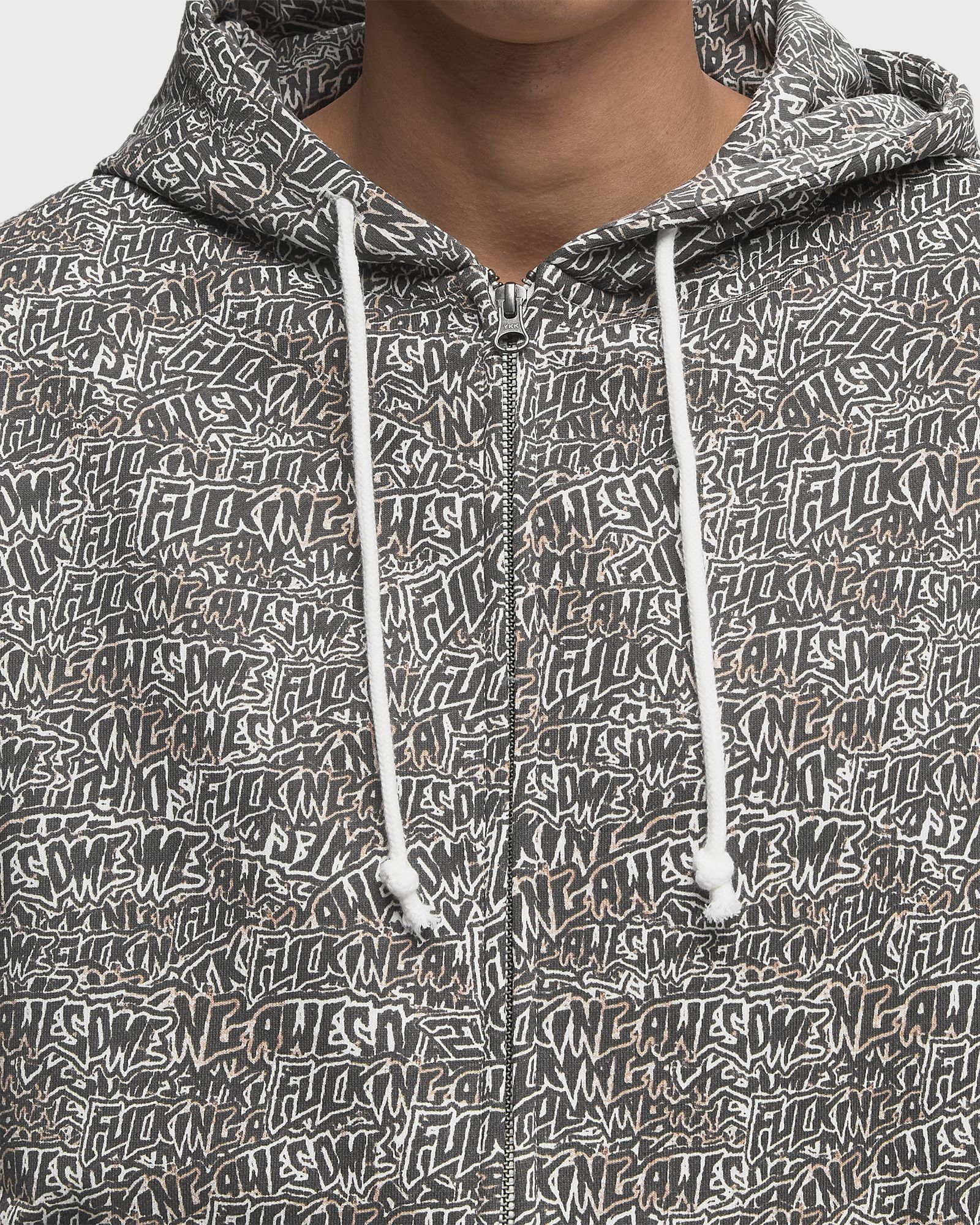 Burnt Sticker Stamp Zipped Hoodie