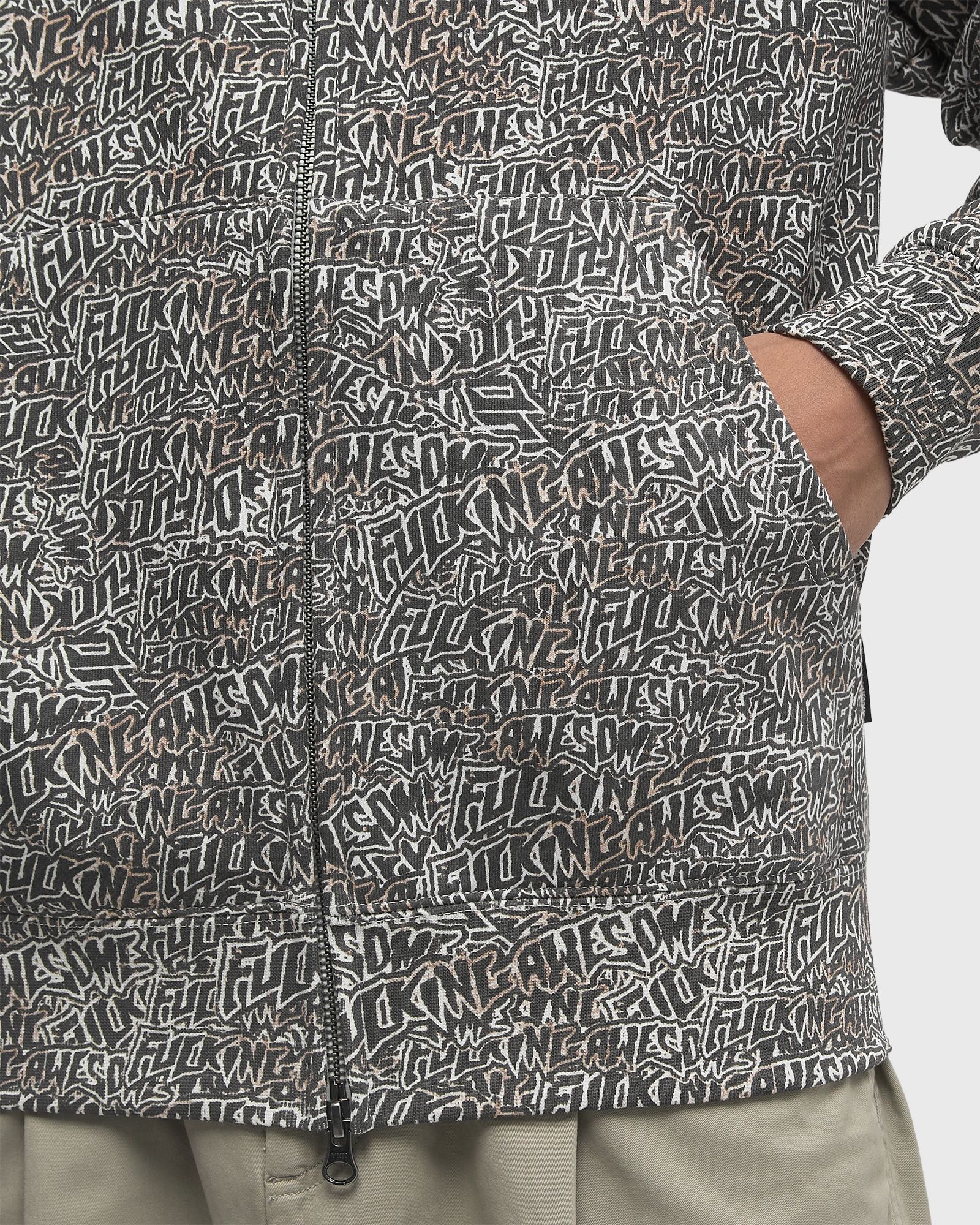 Burnt Sticker Stamp Zipped Hoodie