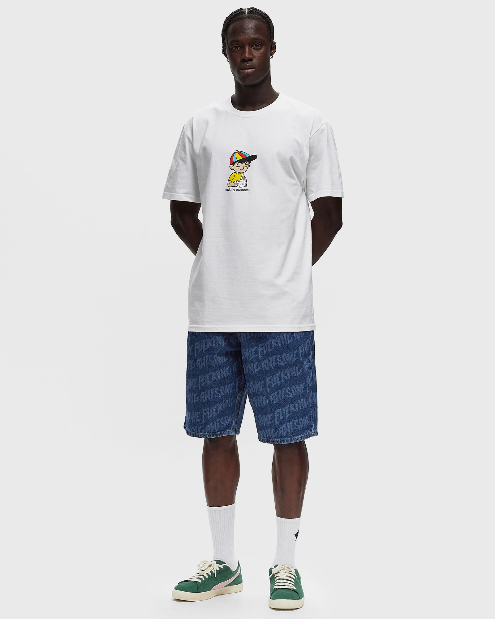 Baggy Pleated Denim Laser Stamp Shorts