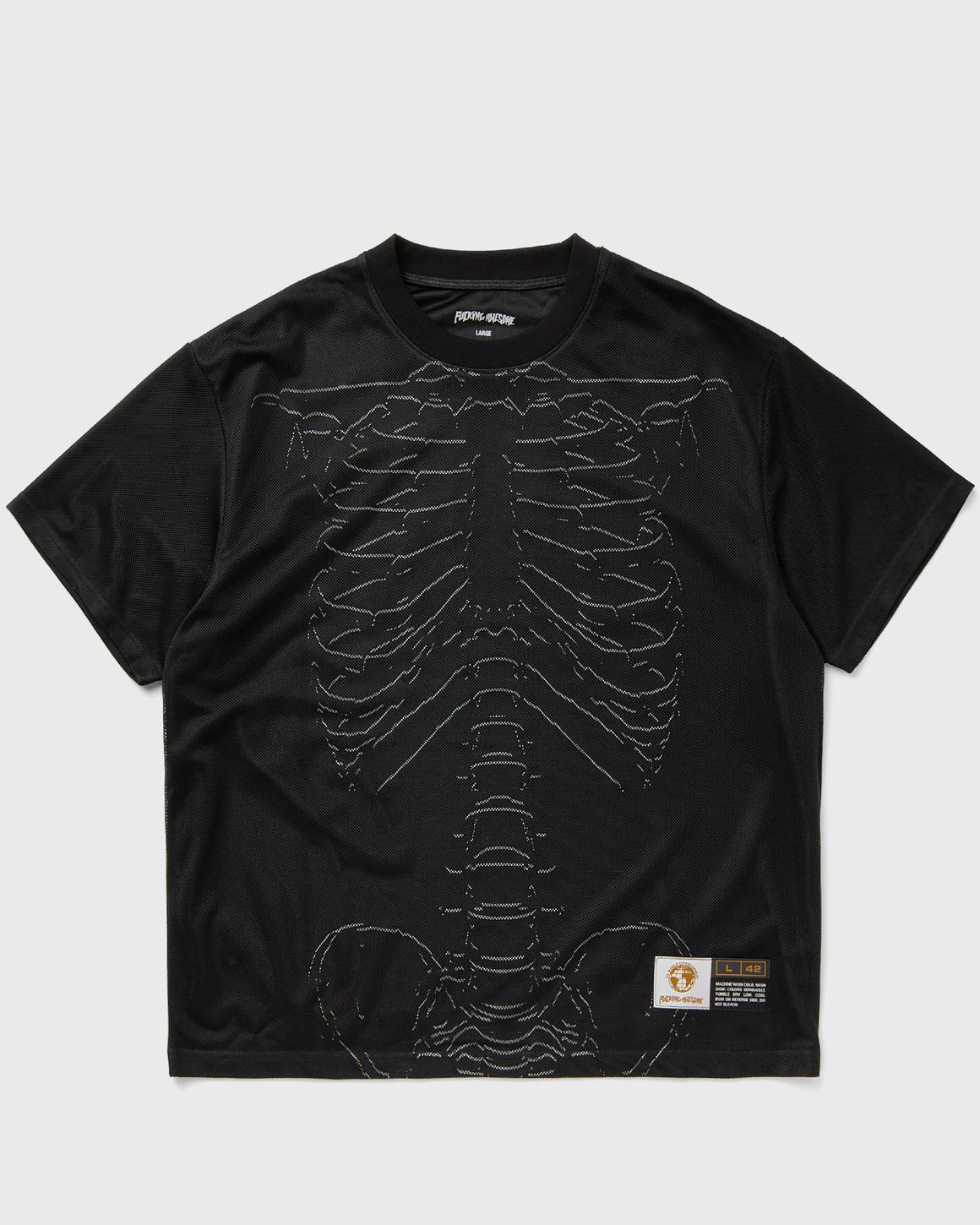 ★XTONZ★ XTS030 Skeleton Cotton Bowling Shirt BLACK Skeleton Code Machine T-Shirt — Exeunt Press