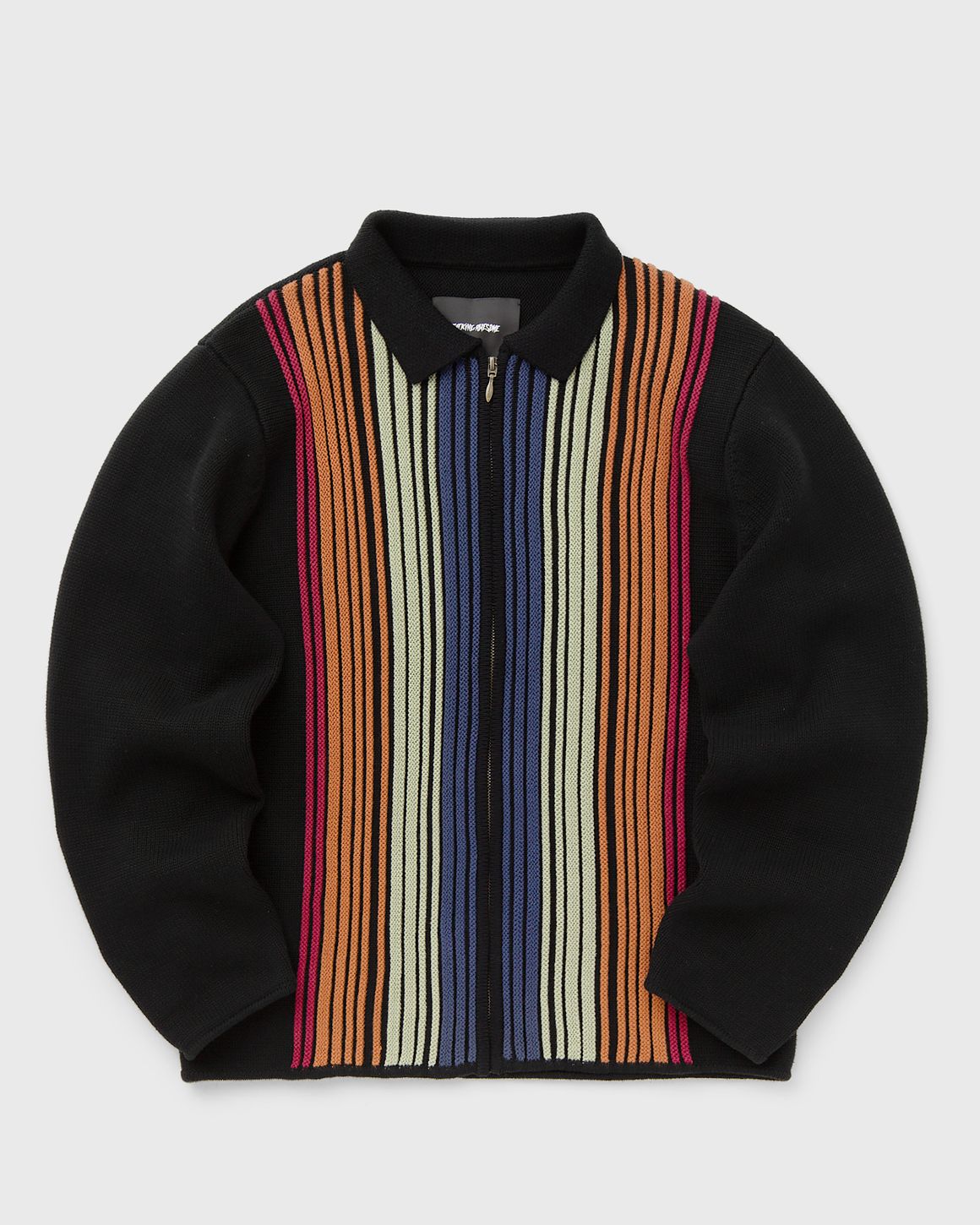 【FUCKING AWESOME】 ZIP POLO STRIPED KNIT SWEATER BLACK Zip Polo Striped Knit Sweater – Fucking Awesome Japan