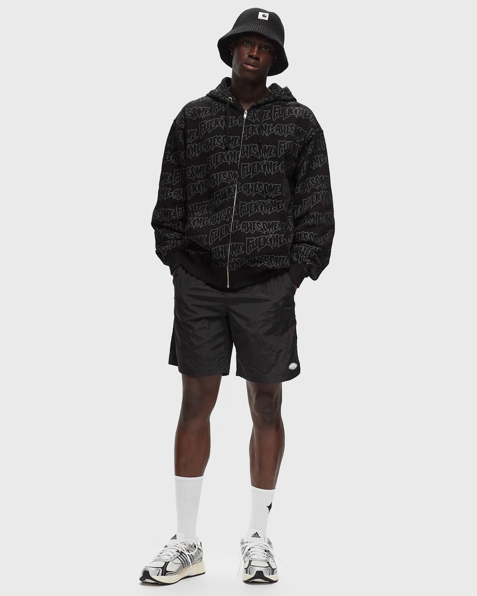 Fucking Awesome AOP Stamp Zipped Hoodie Black | BSTN Store