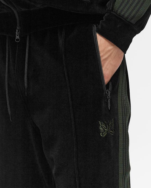 Needles Narrow Track Pant - C/Pe Velour Black - C-BLACK