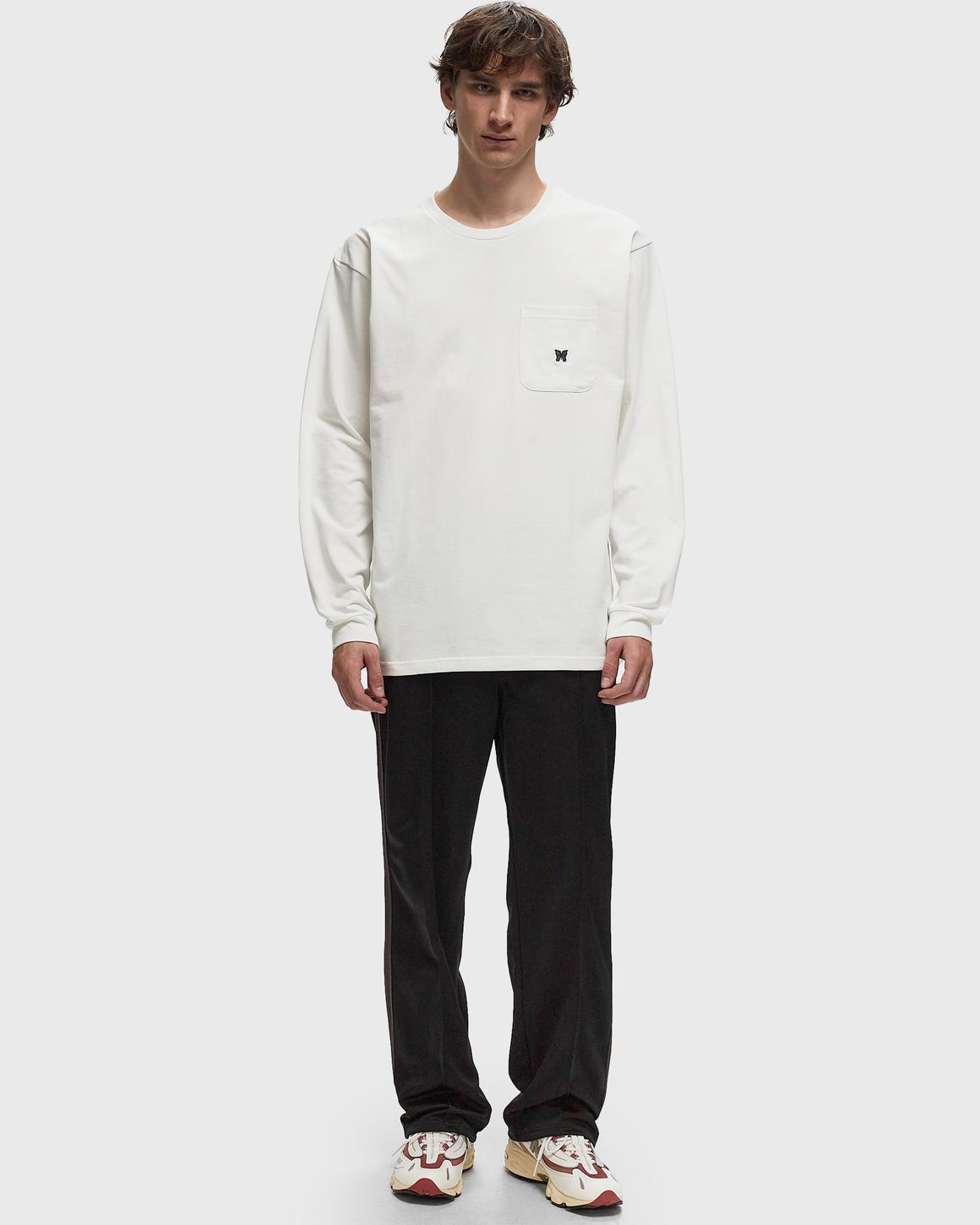 Needles L/S Crew Neck Tee - Poly Jersey White | BSTN Store