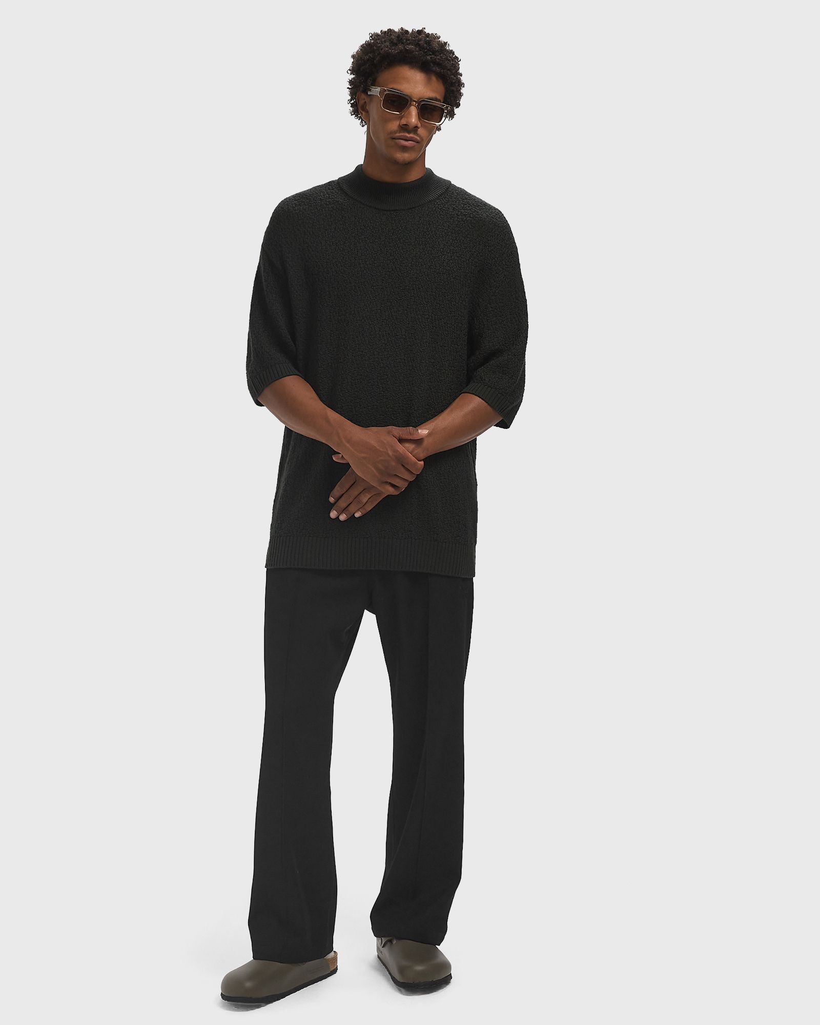 S/S Mock Neck Sweater - Merino Wool Knit