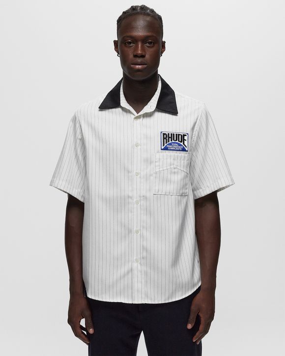 Rhude TWILL STRIPE MECHANIC SHIRT White | BSTN Store