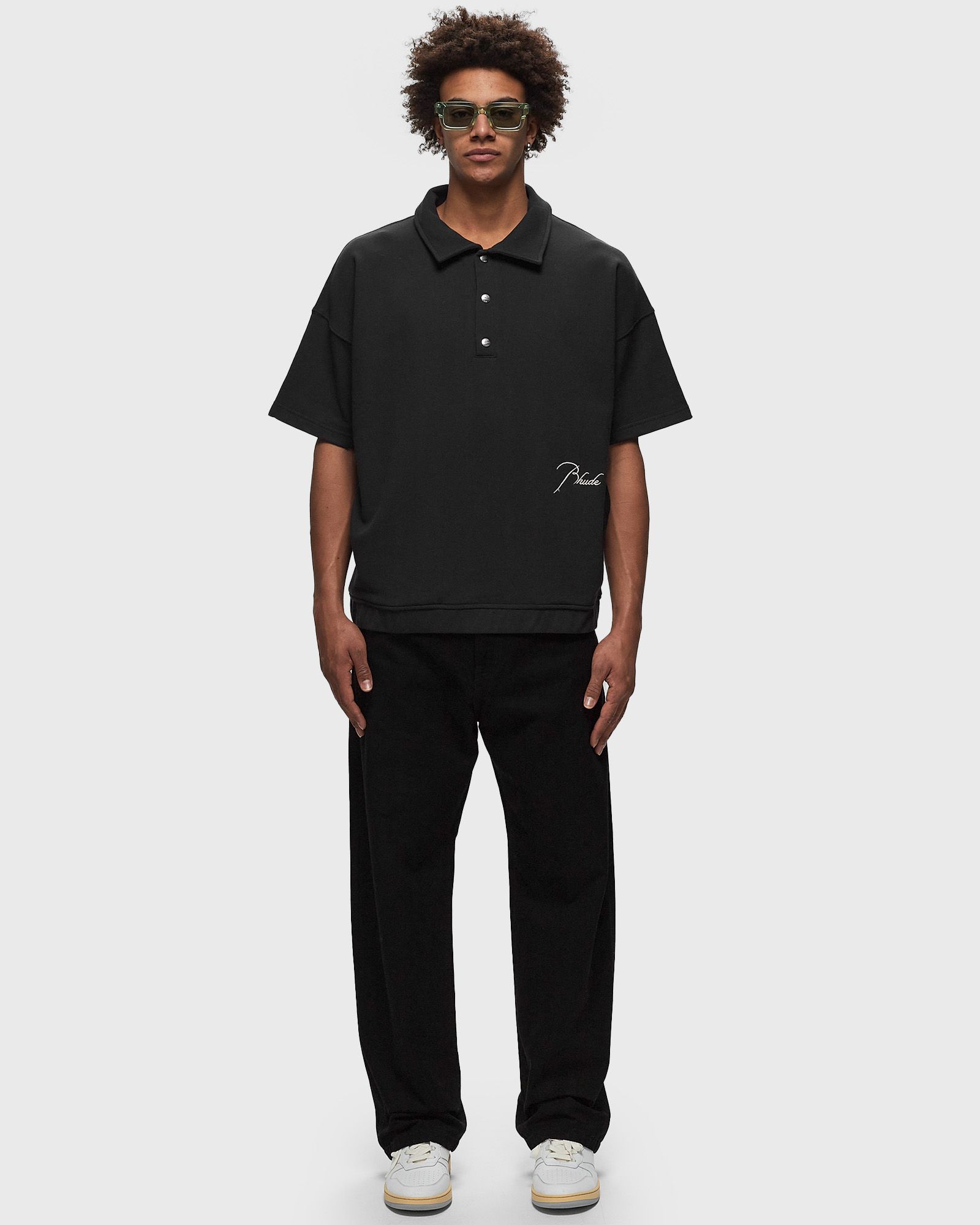 RHUDE PIQUE SNAP SHORT SLEEVE POLO