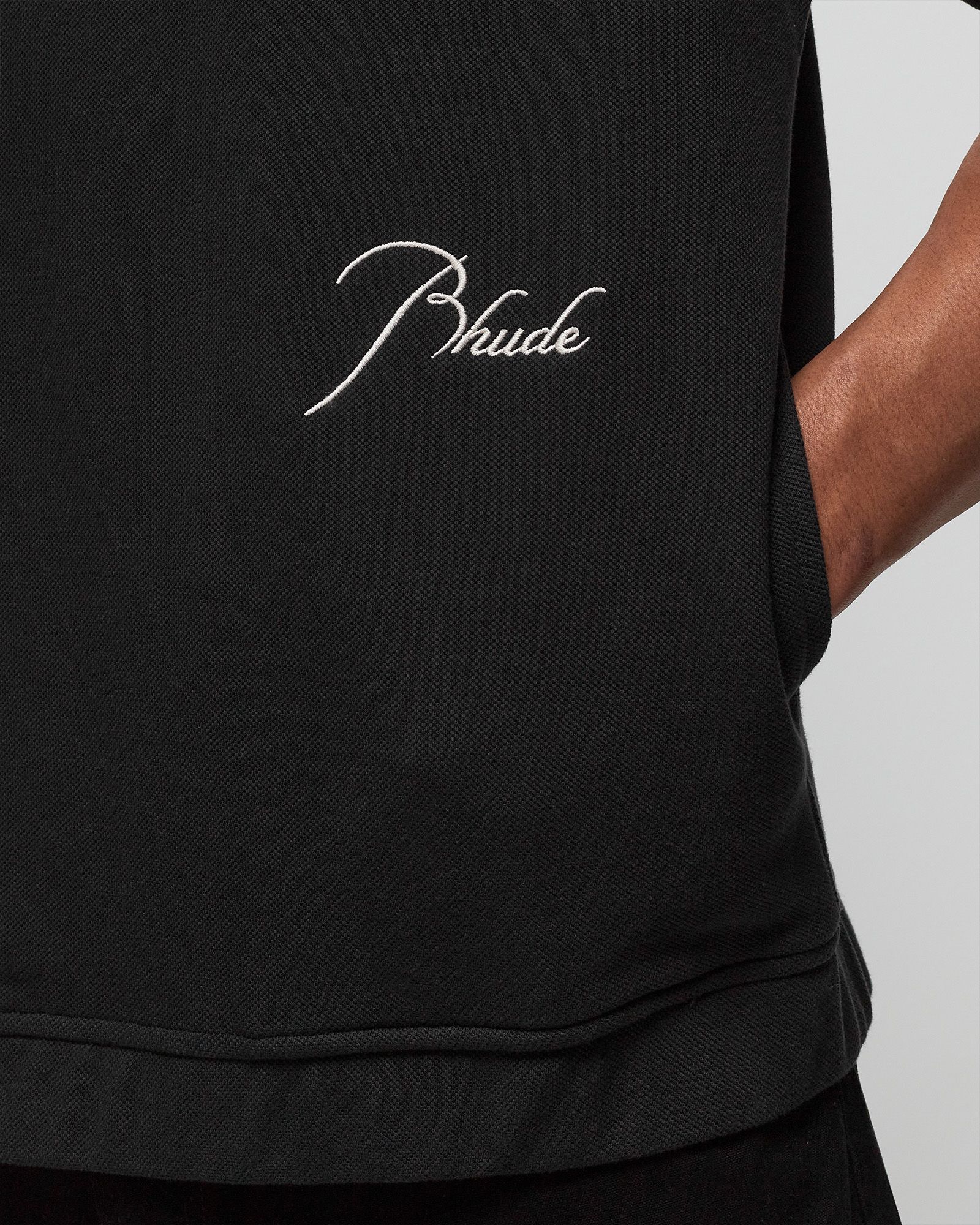 RHUDE PIQUE SNAP SHORT SLEEVE POLO
