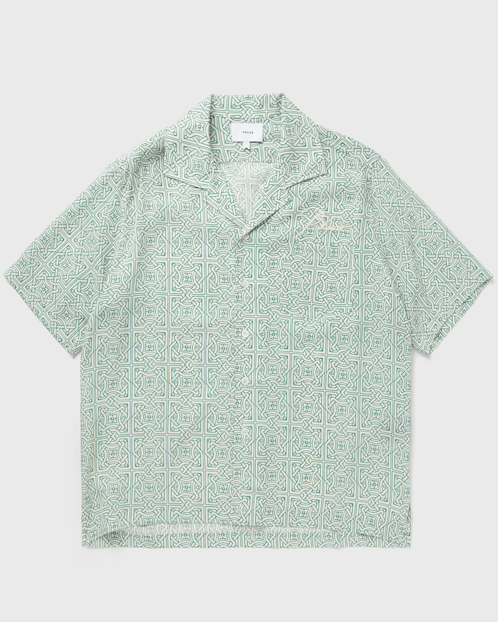 Rhude - cravat silk shirt men shortsleeves green in größe:xl