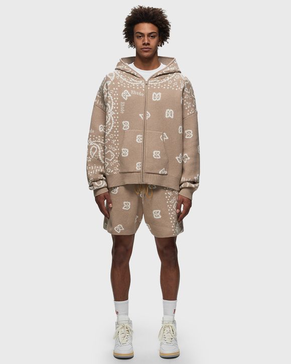 RHUDE Bandana knit zip-front hoodie - Neutrals