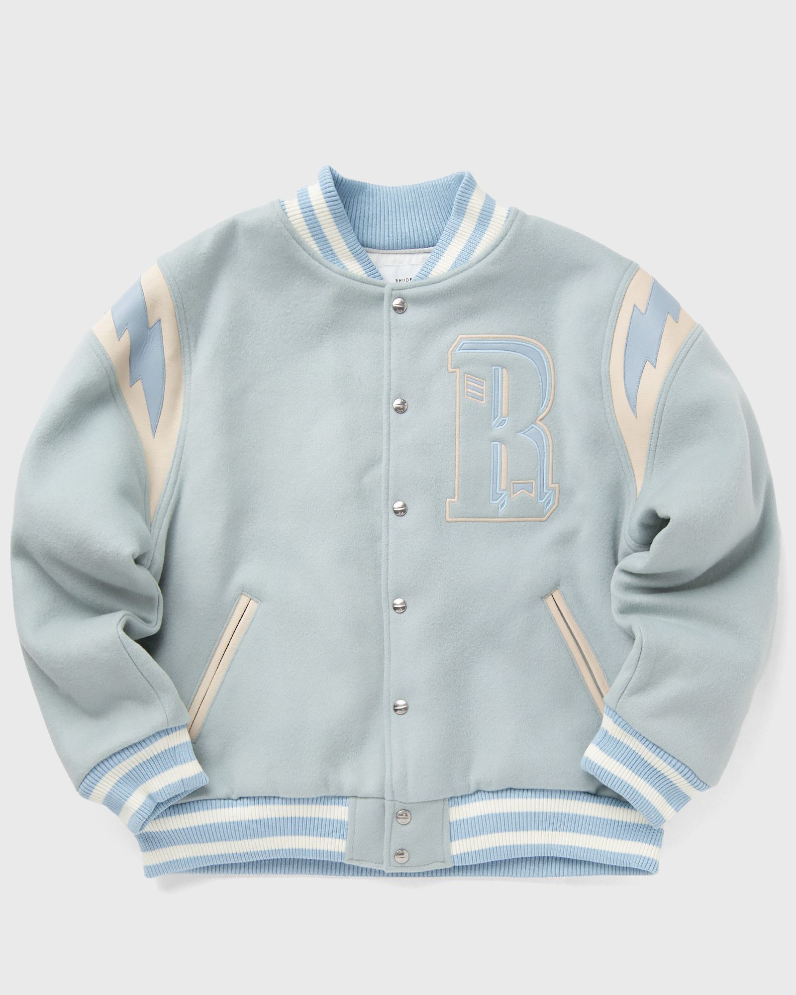 Rhude - mint wool lighting varsity men bomber jackets|college jackets blue in größe:xl