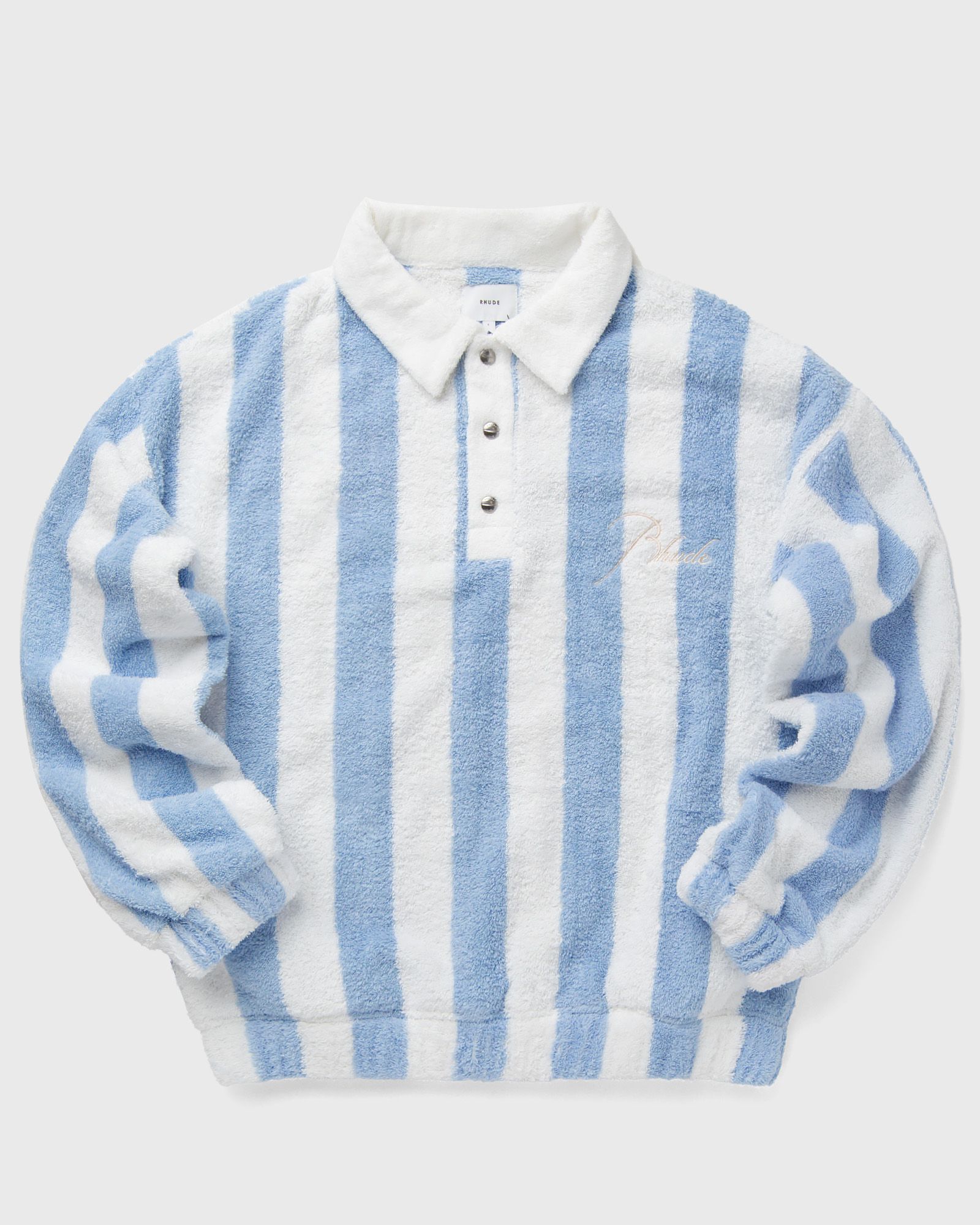 Rhude - striped loop terry polo men polos white in größe:m