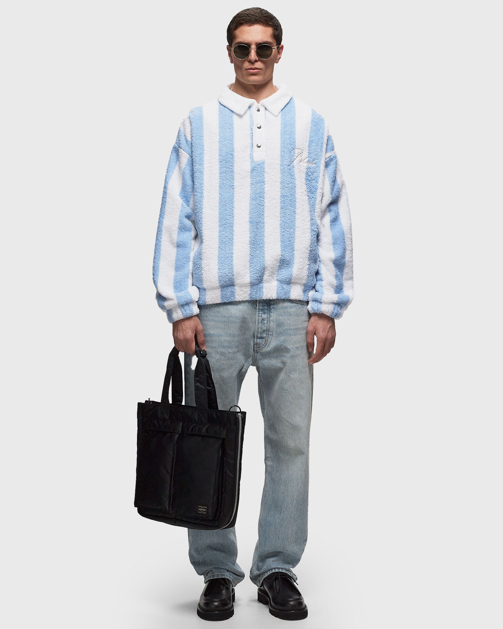 STRIPED LOOP TERRY POLO