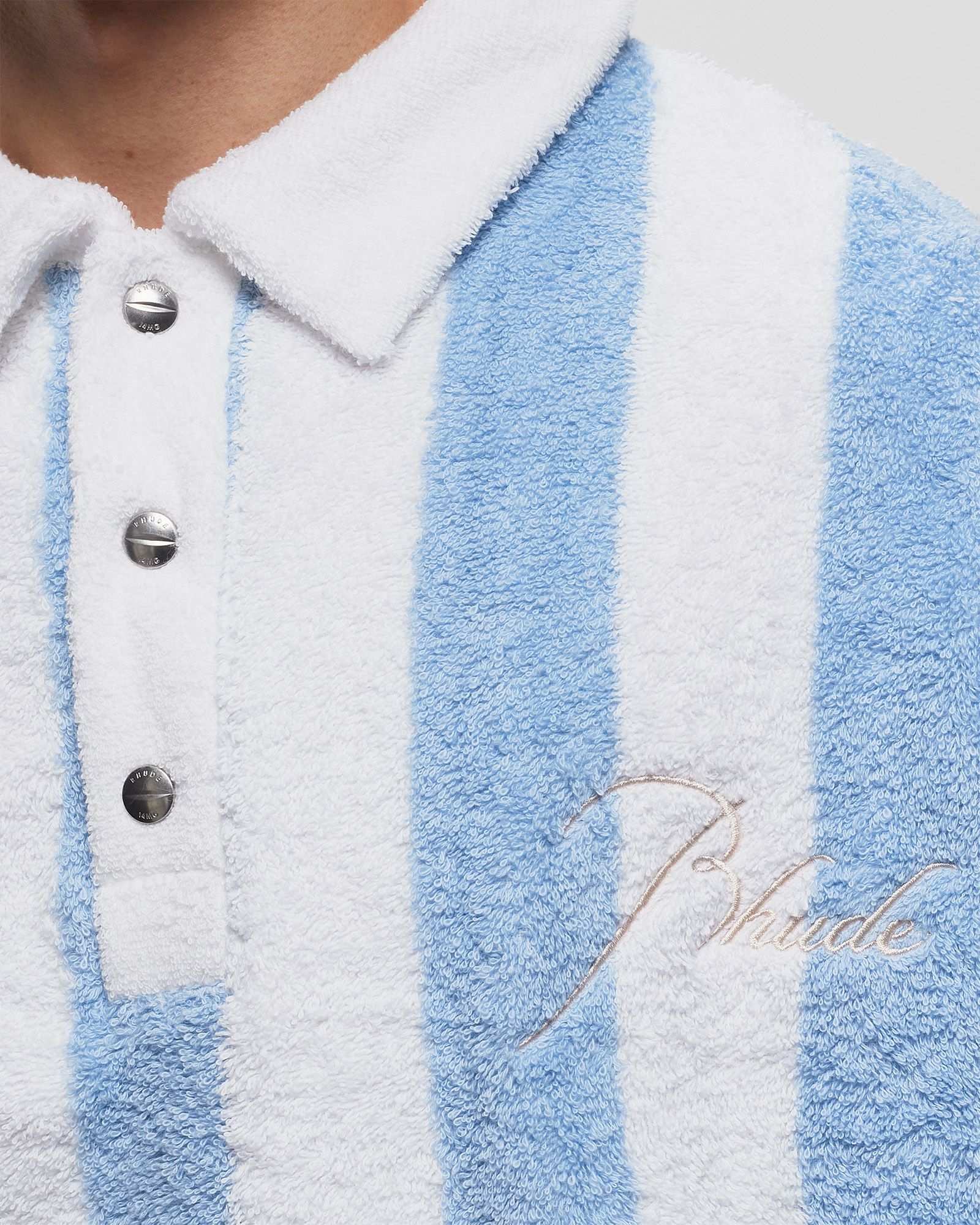 STRIPED LOOP TERRY POLO