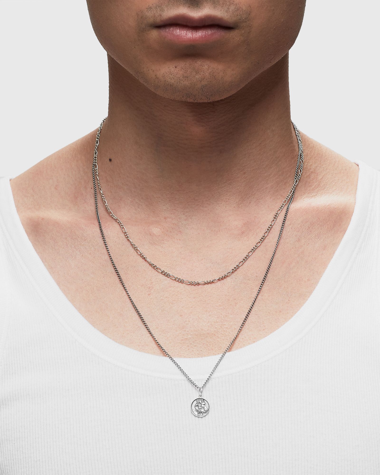 Silver Multi Chain St Christopher Necklace