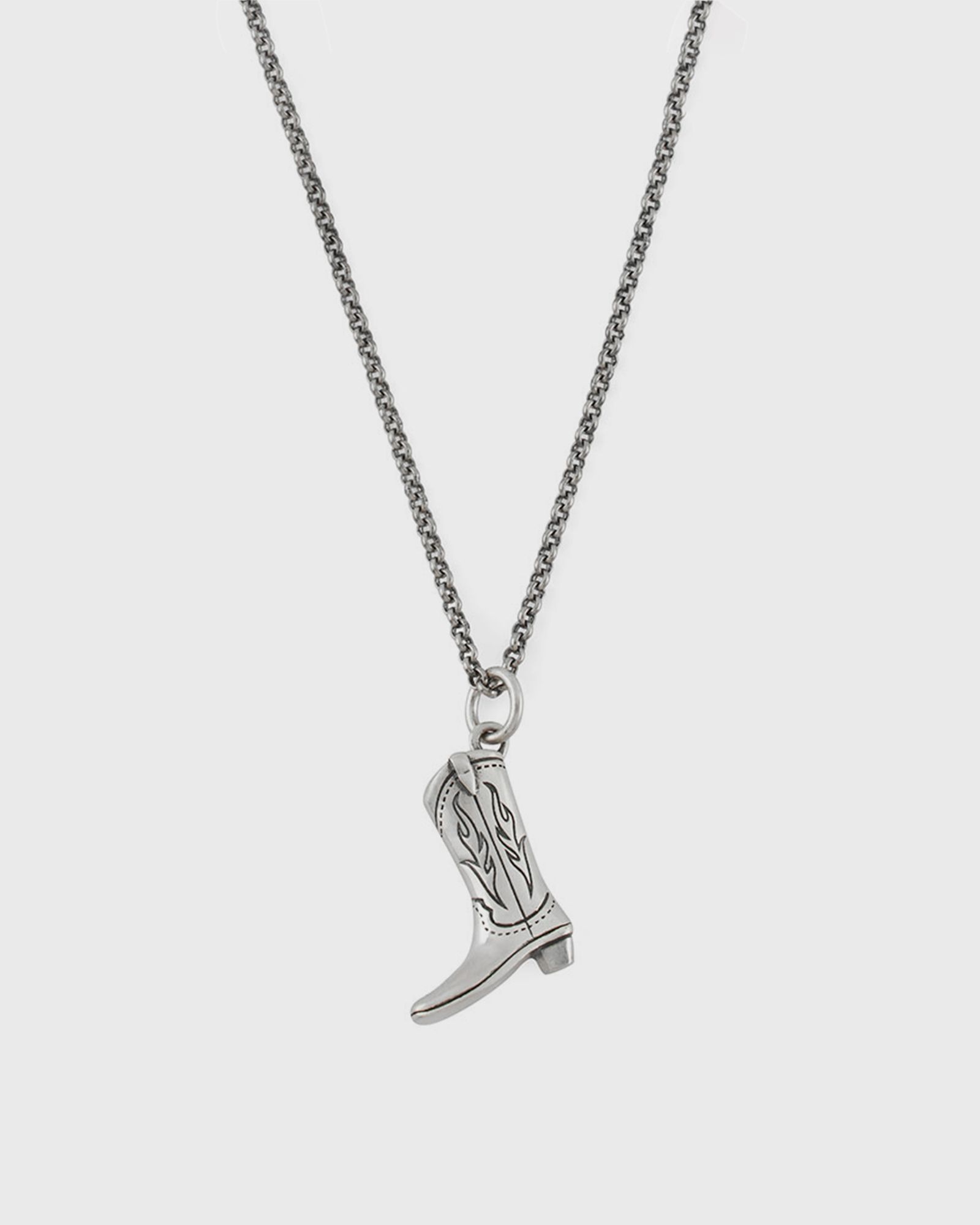 Silver Cowboy Boot Necklace