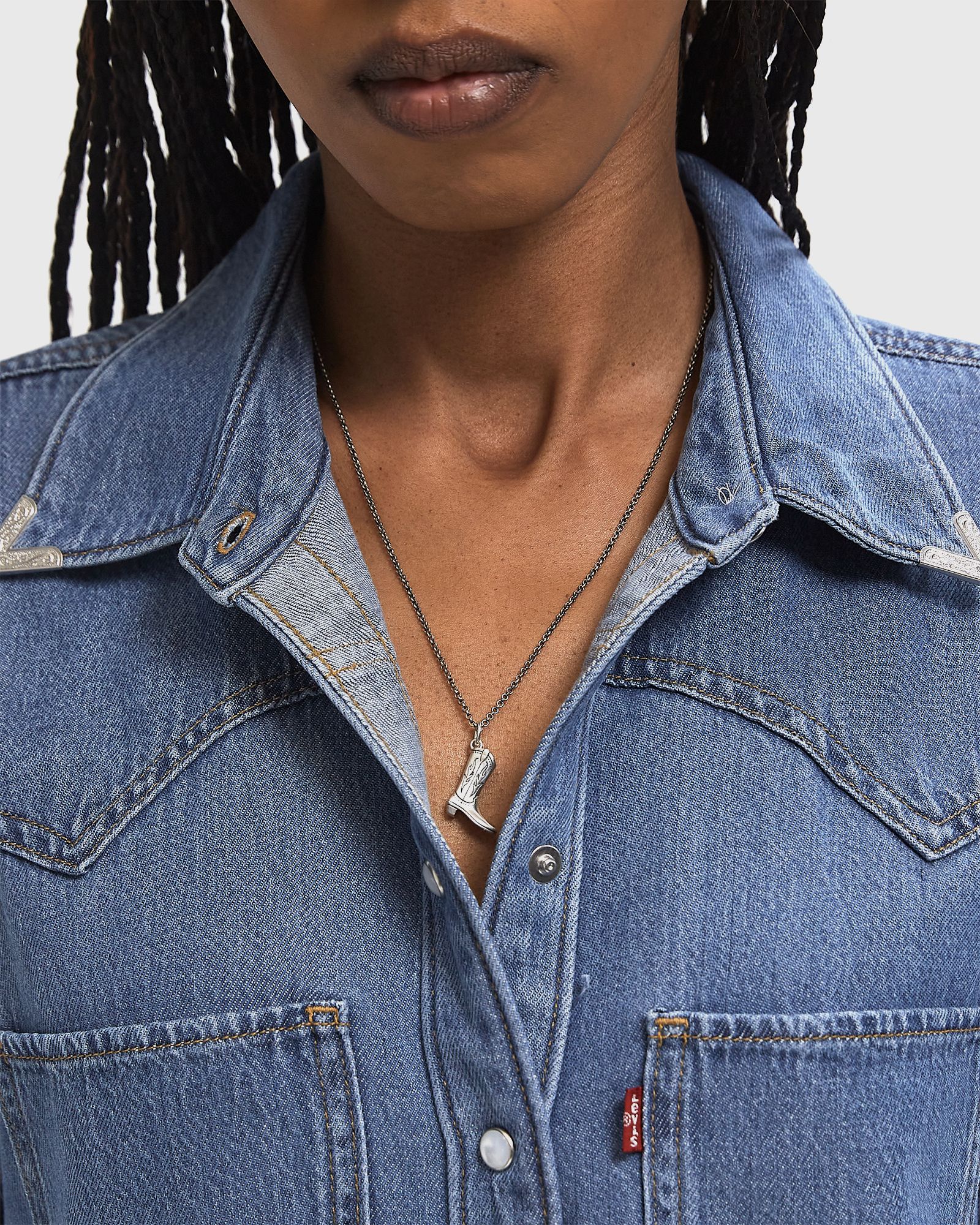 Silver Cowboy Boot Necklace