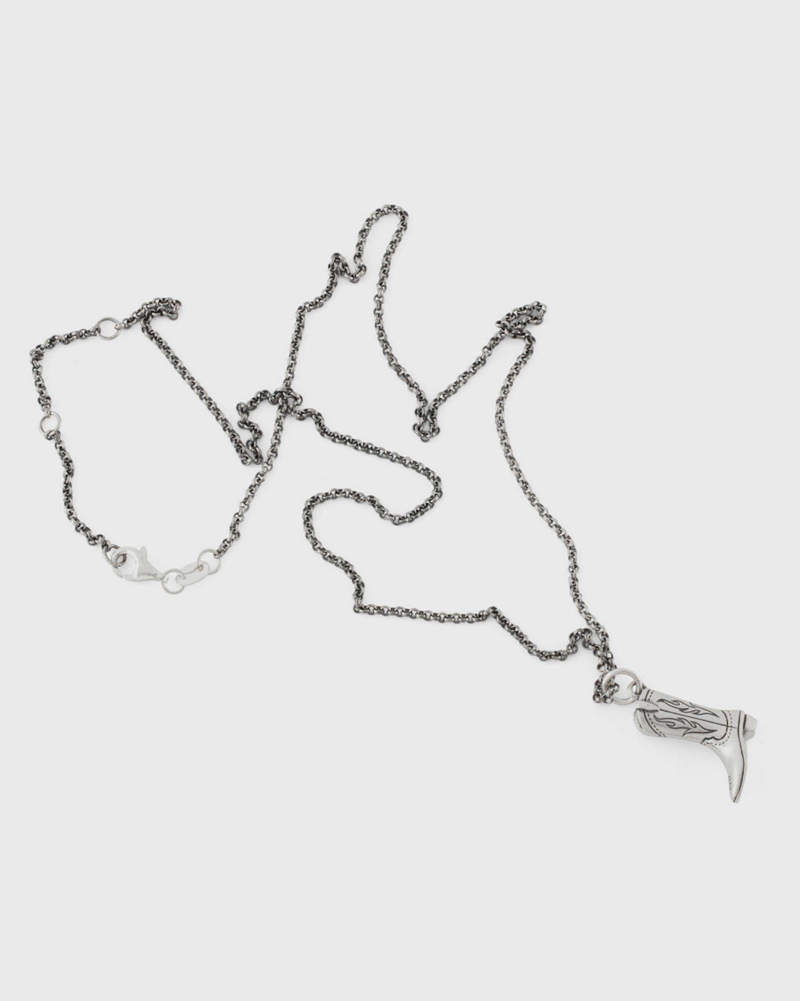Silver Cowboy Boot Necklace