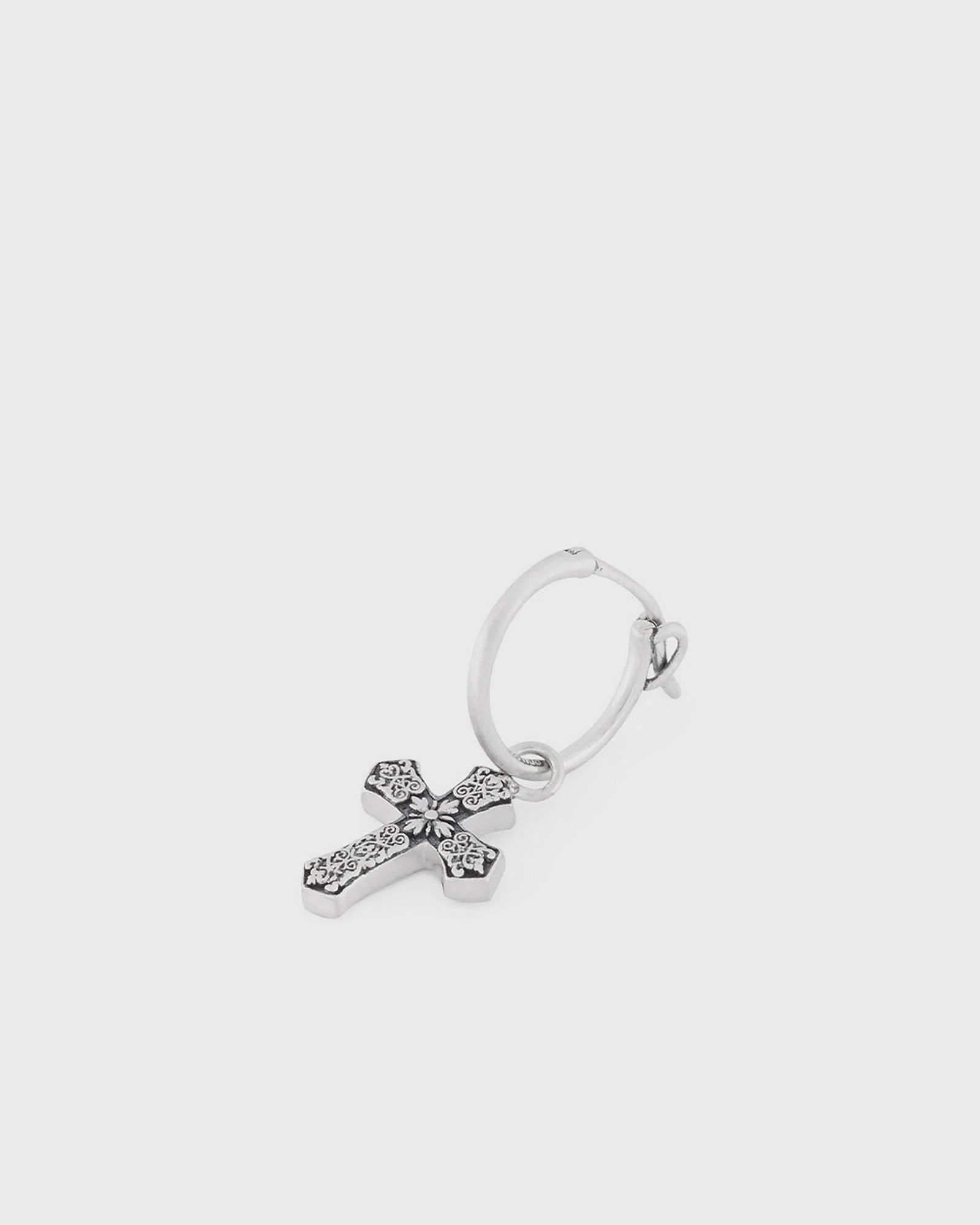 Silver Gothic Cross Earring