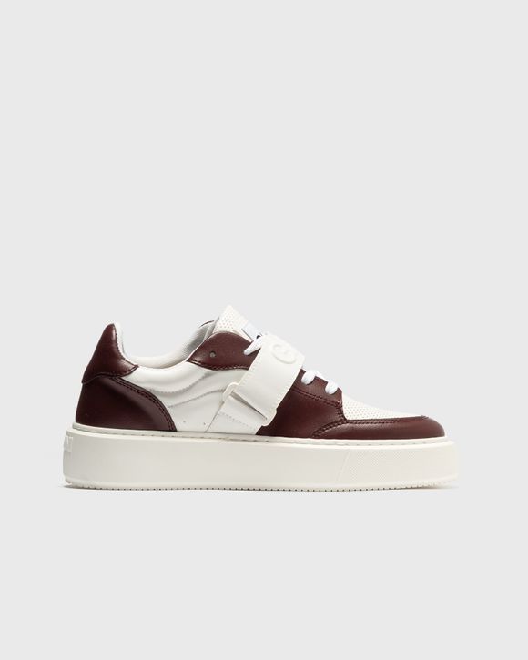 Ganni Sporty Mix Cupsole Low Top Velcro Sneaker Brown/White - BURGUNDY