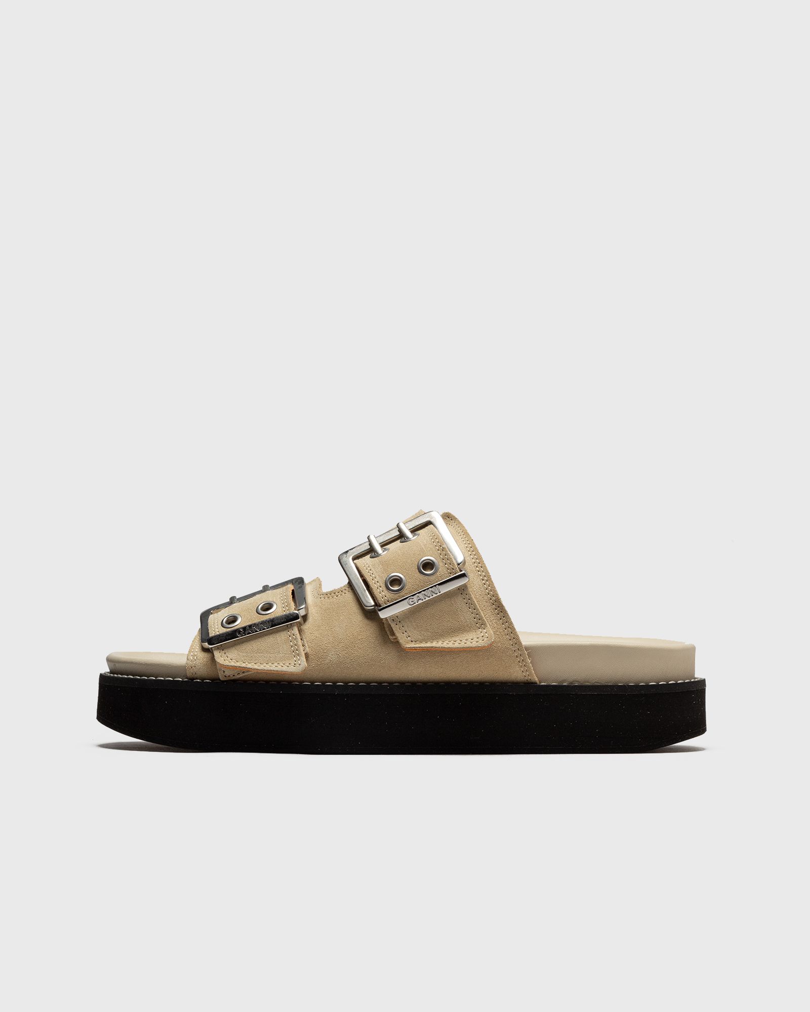 WMNS Wide Welt Chunky Buckle Flat Sandal Suede