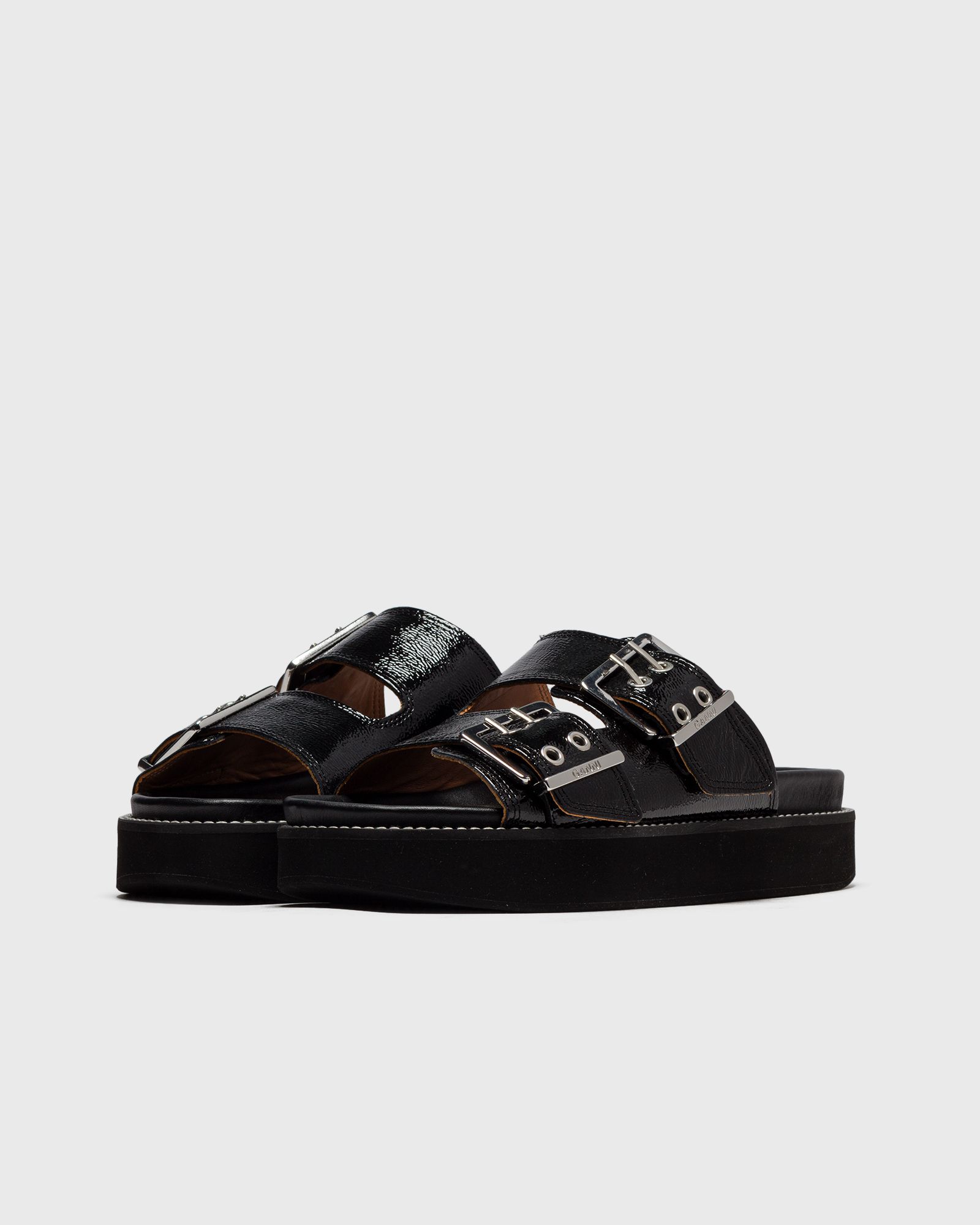 WMNS Wide Welt Chunky Buckle Flat Sandal Naplack