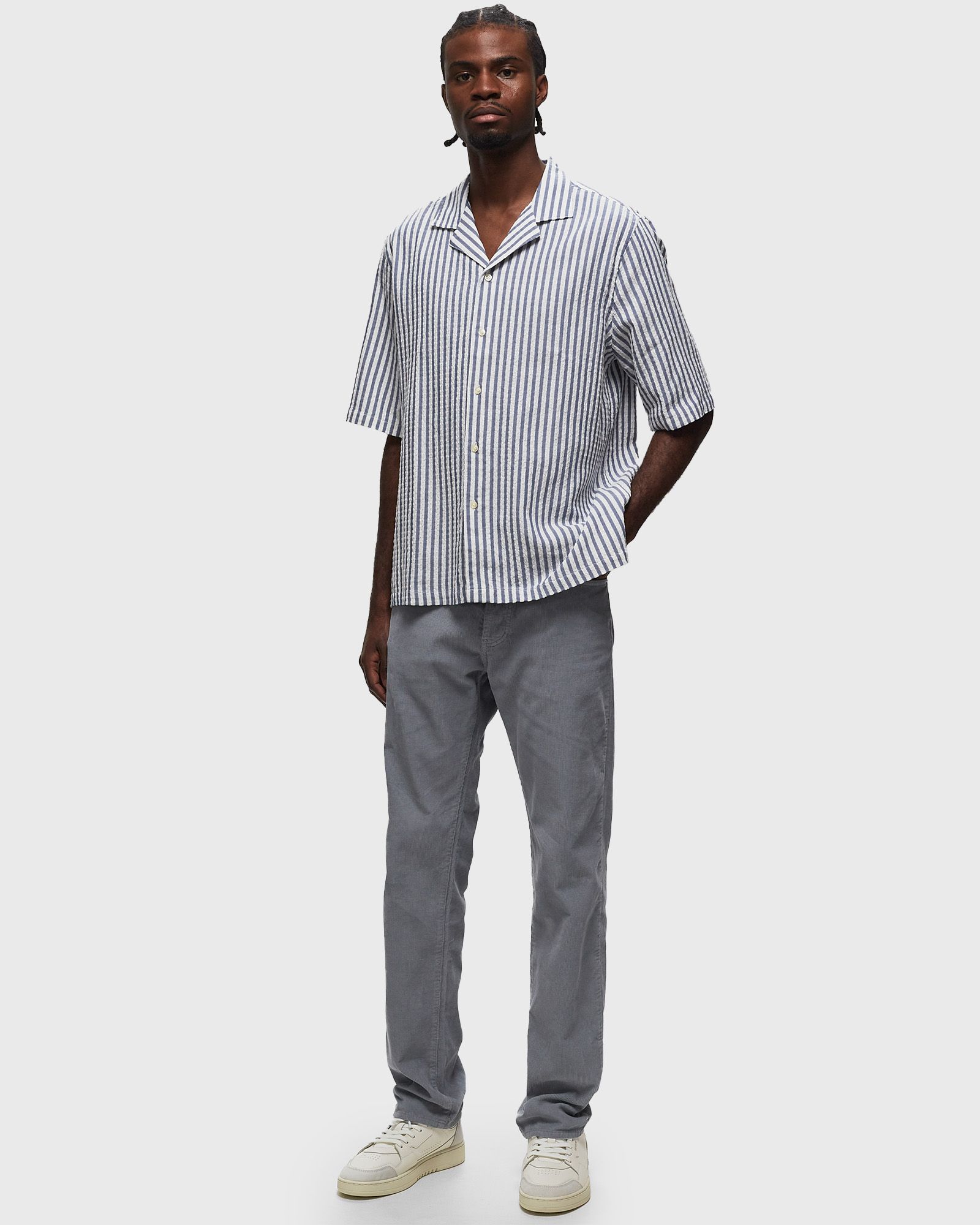 EREN SS TEXTURED COTTON STRIPE SHIRT