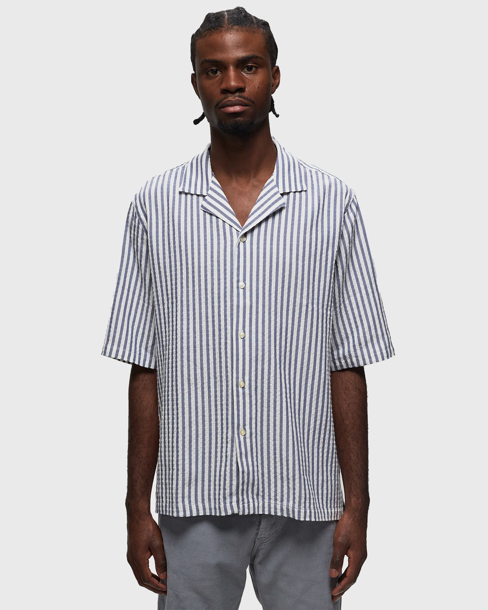 EREN SS TEXTURED COTTON STRIPE SHIRT