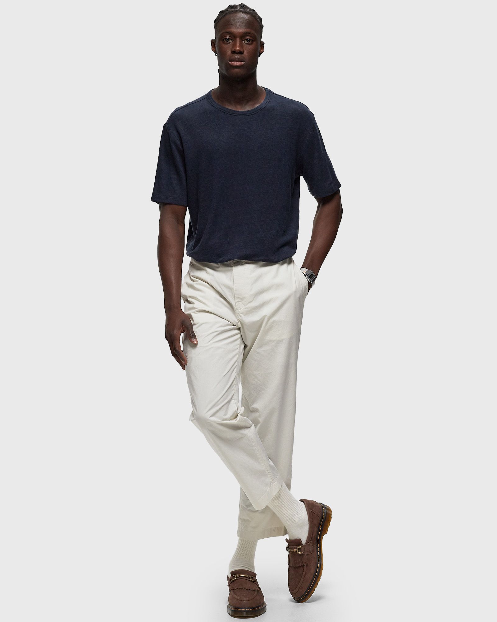 SS TEE PIECE DYED FRENCH LINEN