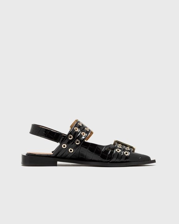 Ganni Feminine Buckle Ballerina Patent Croco Black | BSTN Store