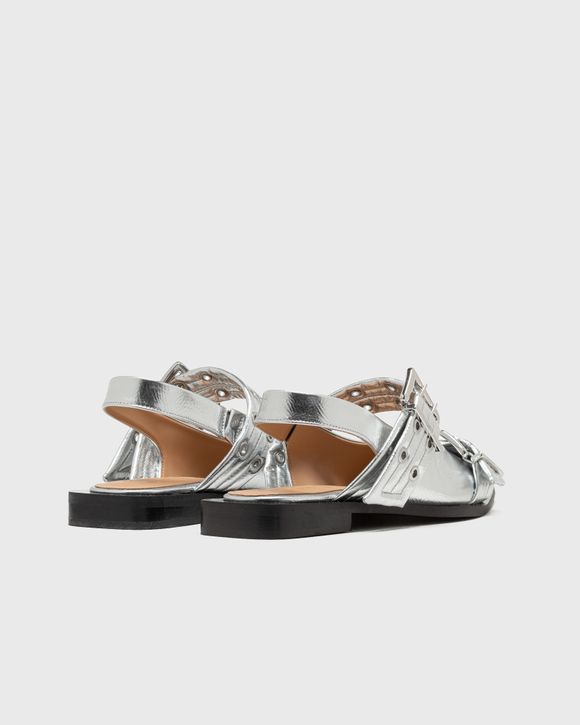 フラットシューズ GANNI Feminine Buckle Ballerina Flat Shoes Silver S2725018 Silver Feminine Buckle Ballerina Flats by GANNI on Sale