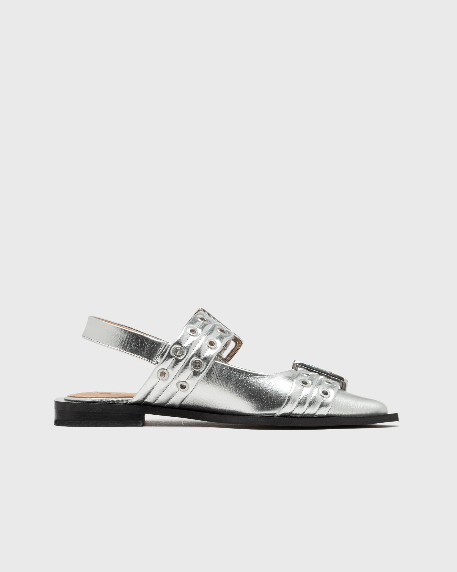 Feminine Buckle Ballerina Metallic