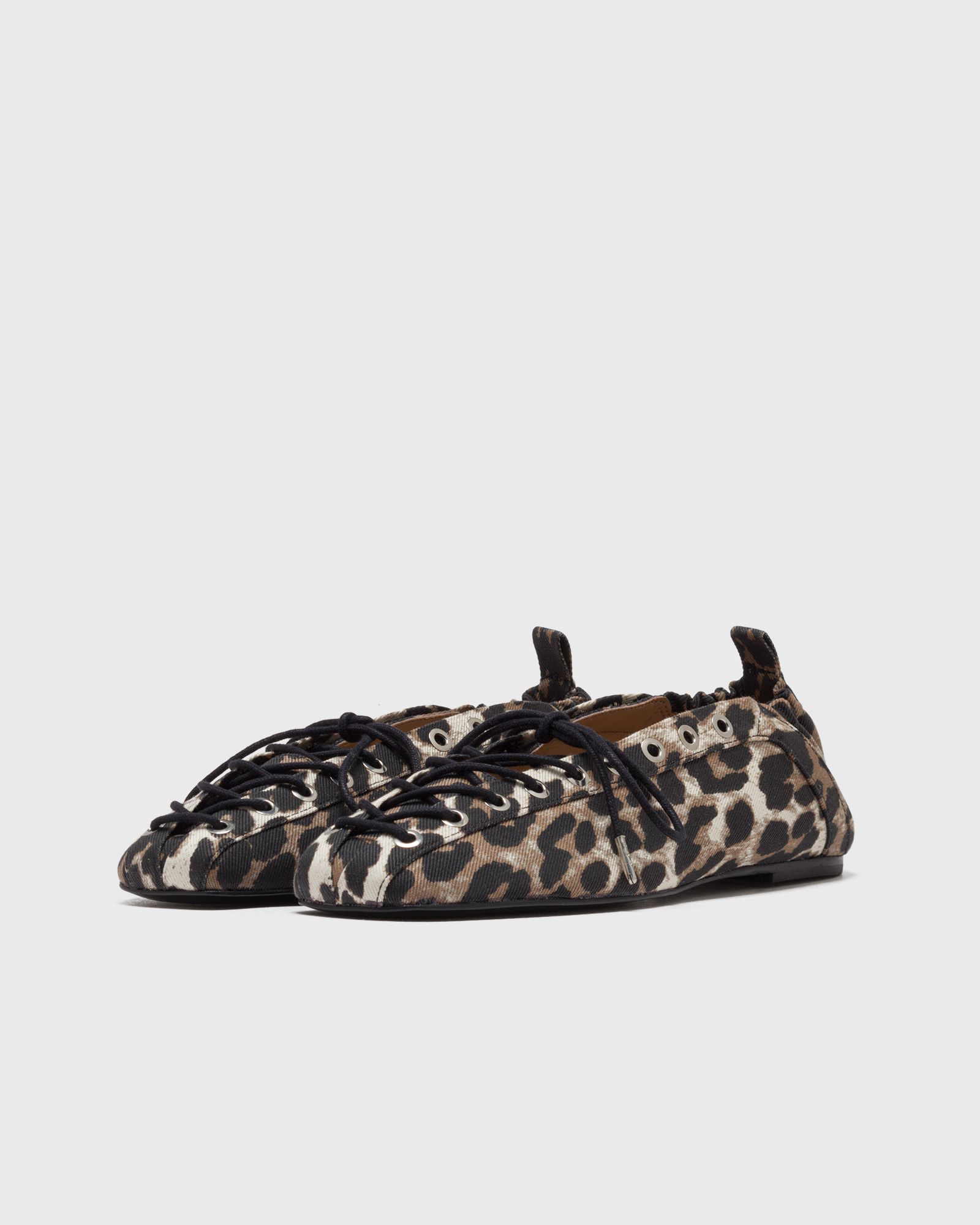 Eyelets Lace Up Ballerina Denim Print