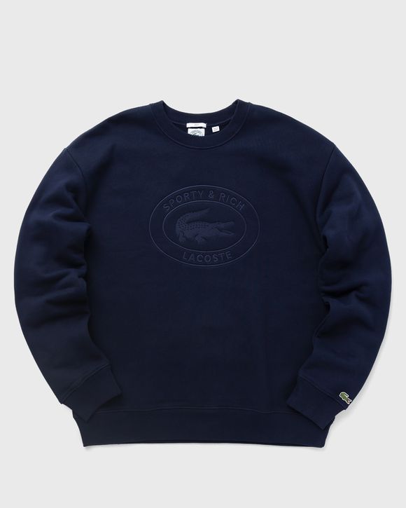 Sporty & Rich Lacoste Oval Logo Embroidered Crewneck Blue