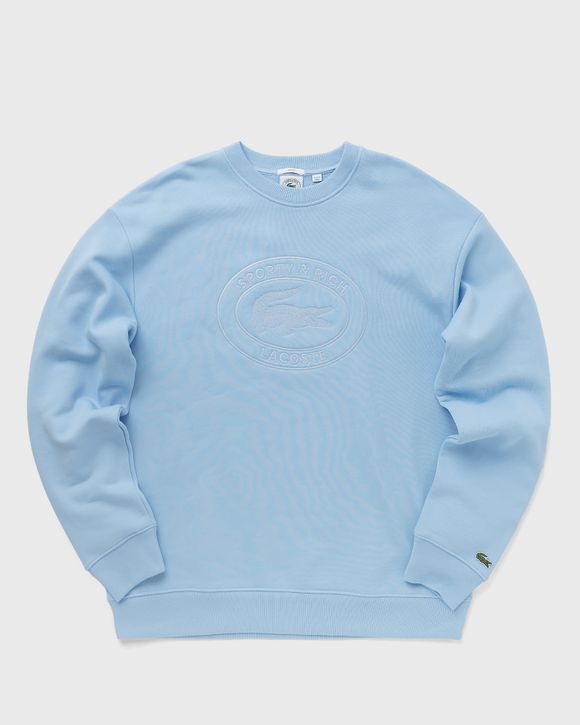 Sporty & Rich Lacoste Oval Logo Embroidered Crewneck Blue - PANORAMA