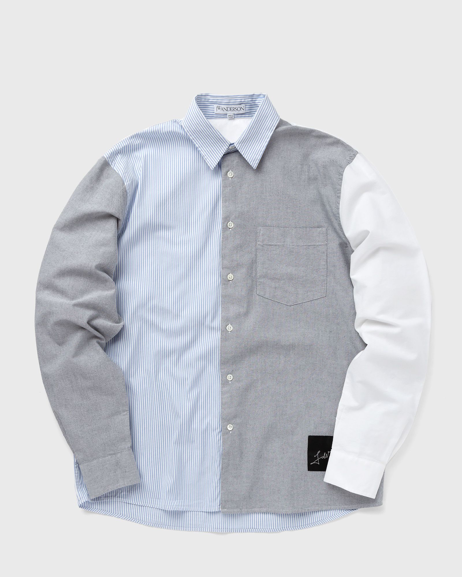 JW Anderson - classic fit patchwork shirt men longsleeves blue|grey in größe:m