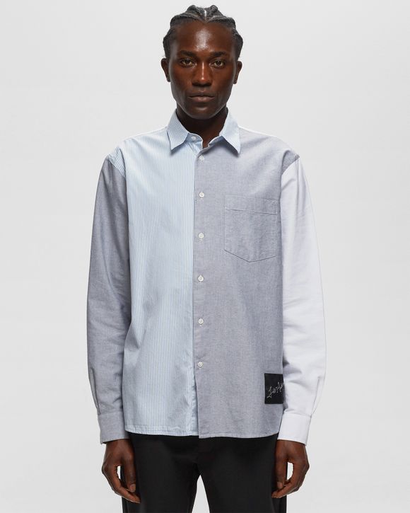 JW Anderson CLASSIC FIT PATCHWORK SHIRT Blue/Grey - LIGHT BLUE/GREY