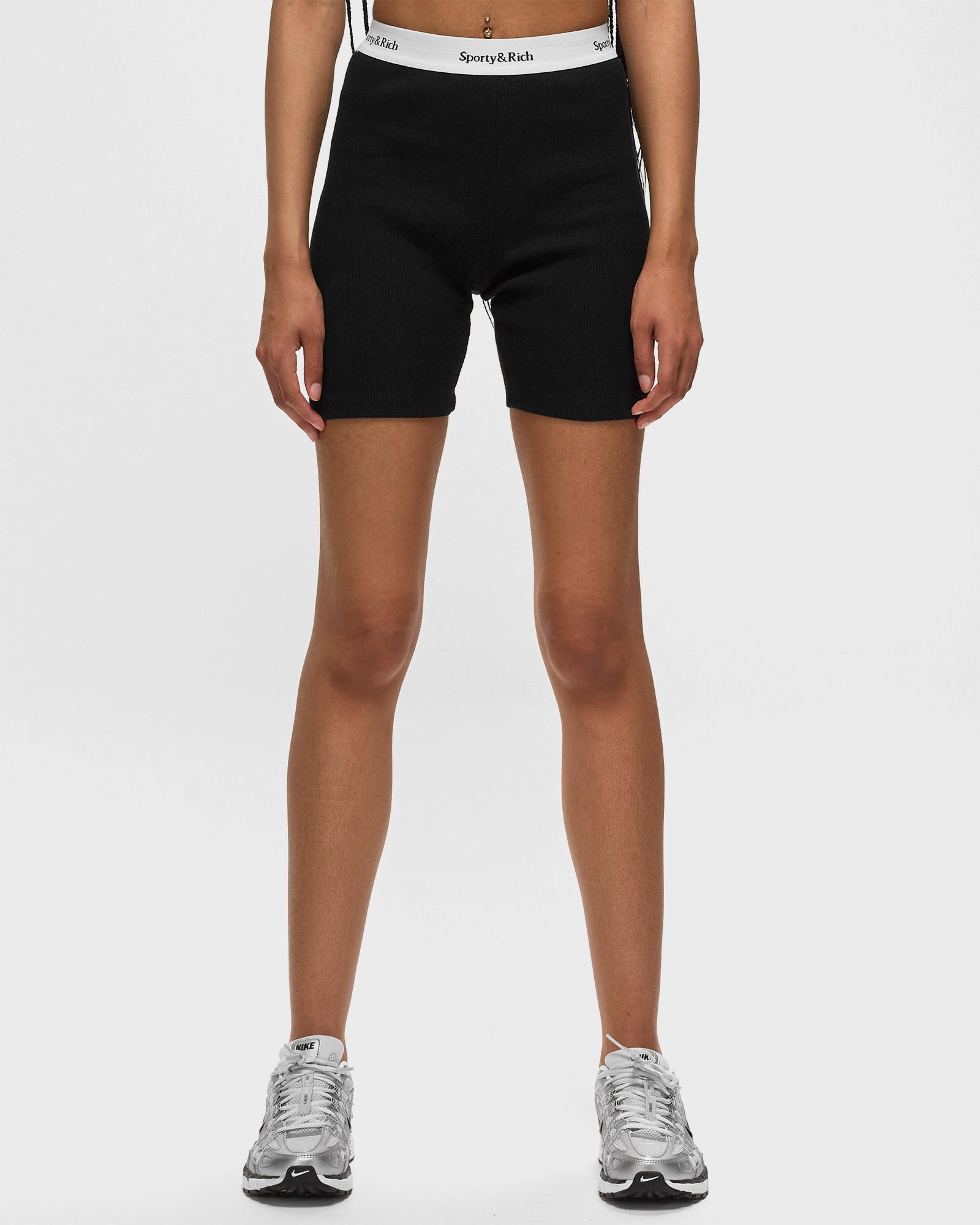 Serif Logo Ribbed Biker Short