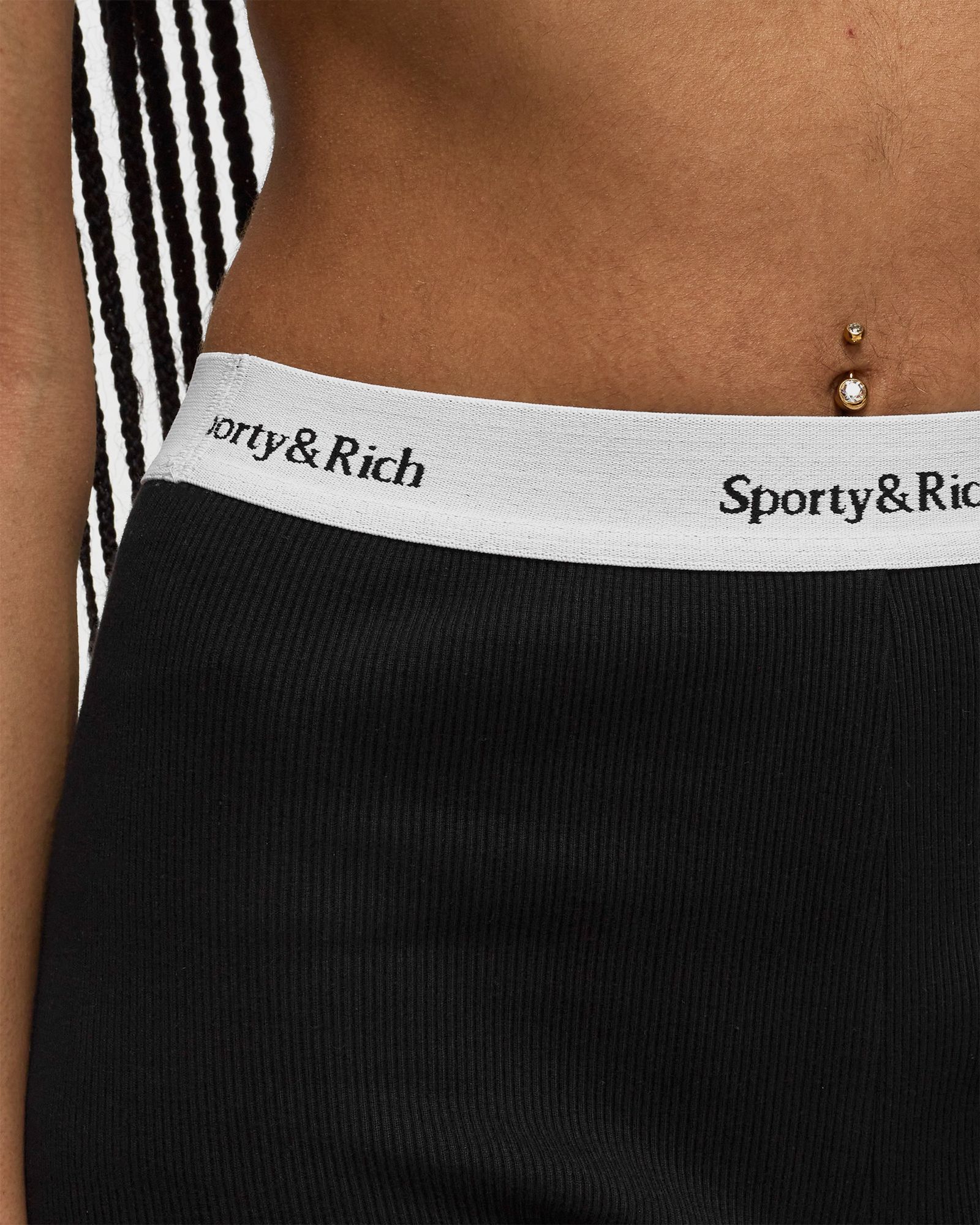 Serif Logo Ribbed Biker Short
