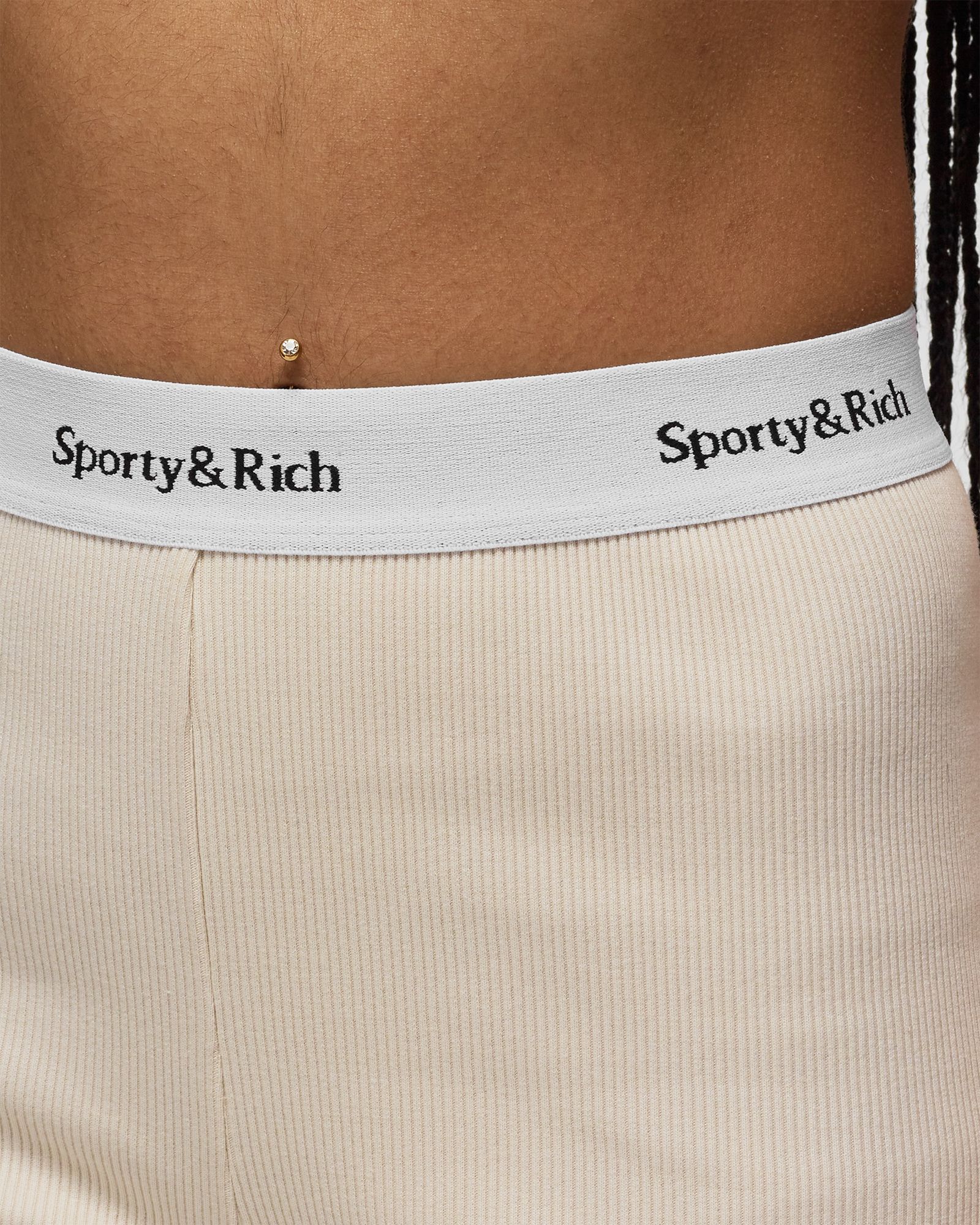 Serif Logo Ribbed Biker Short