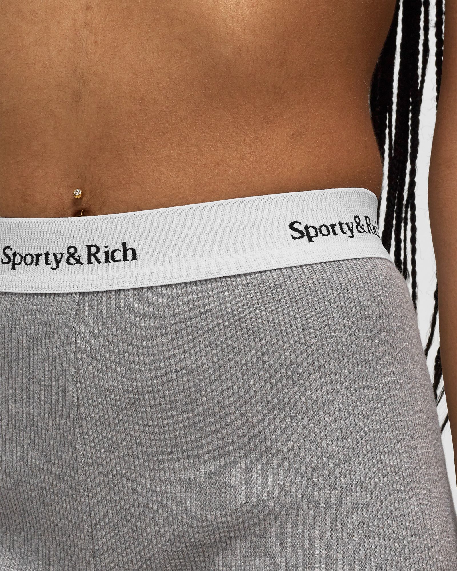 Serif Logo Ribbed Biker Short