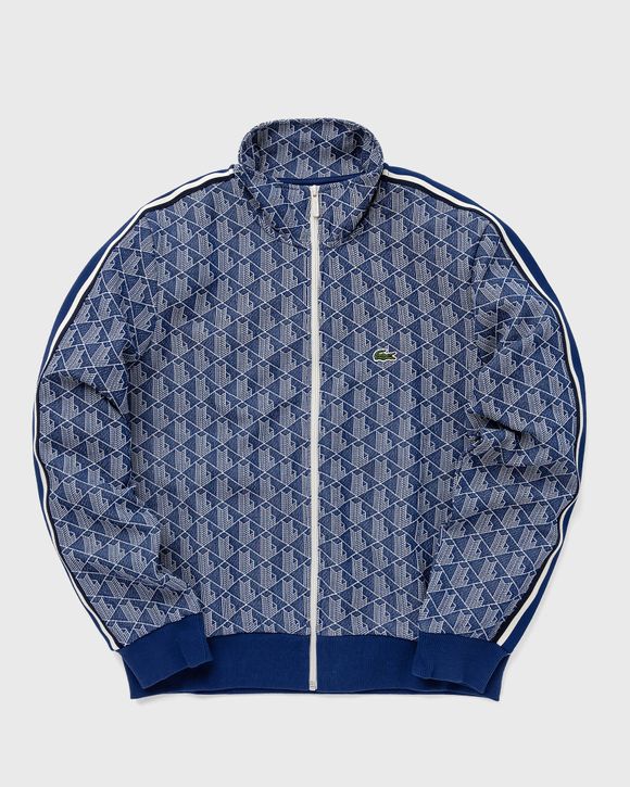 Lacoste jacket blue and white best sale