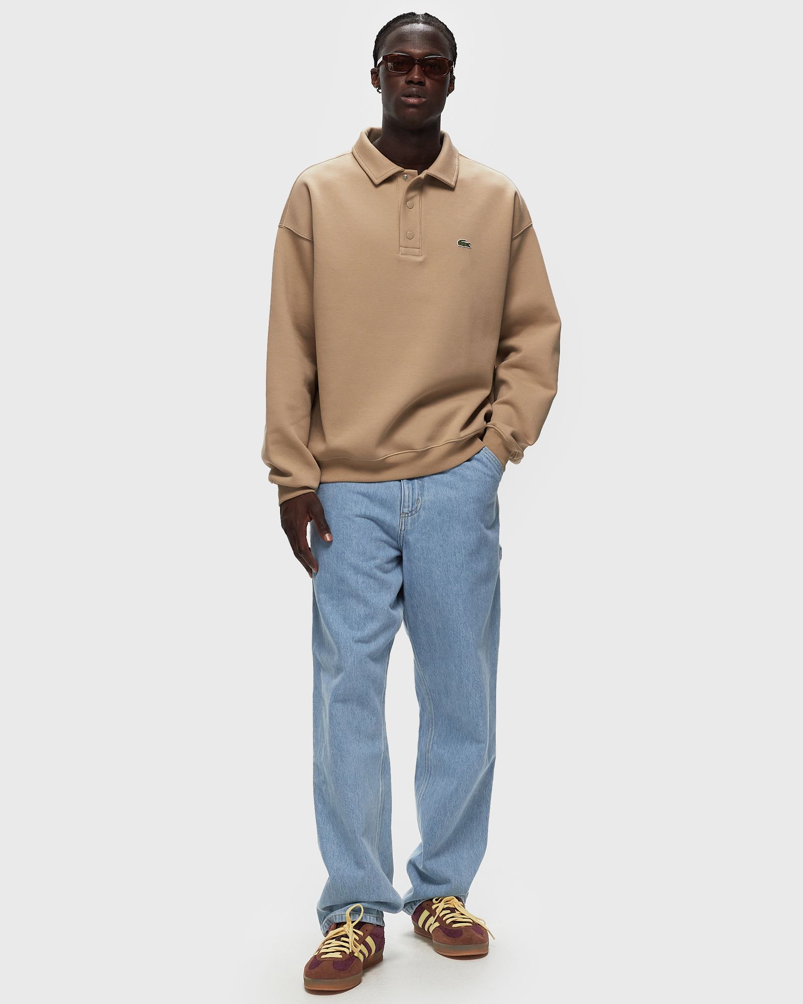 Loose fit sweatshirt with polo collar