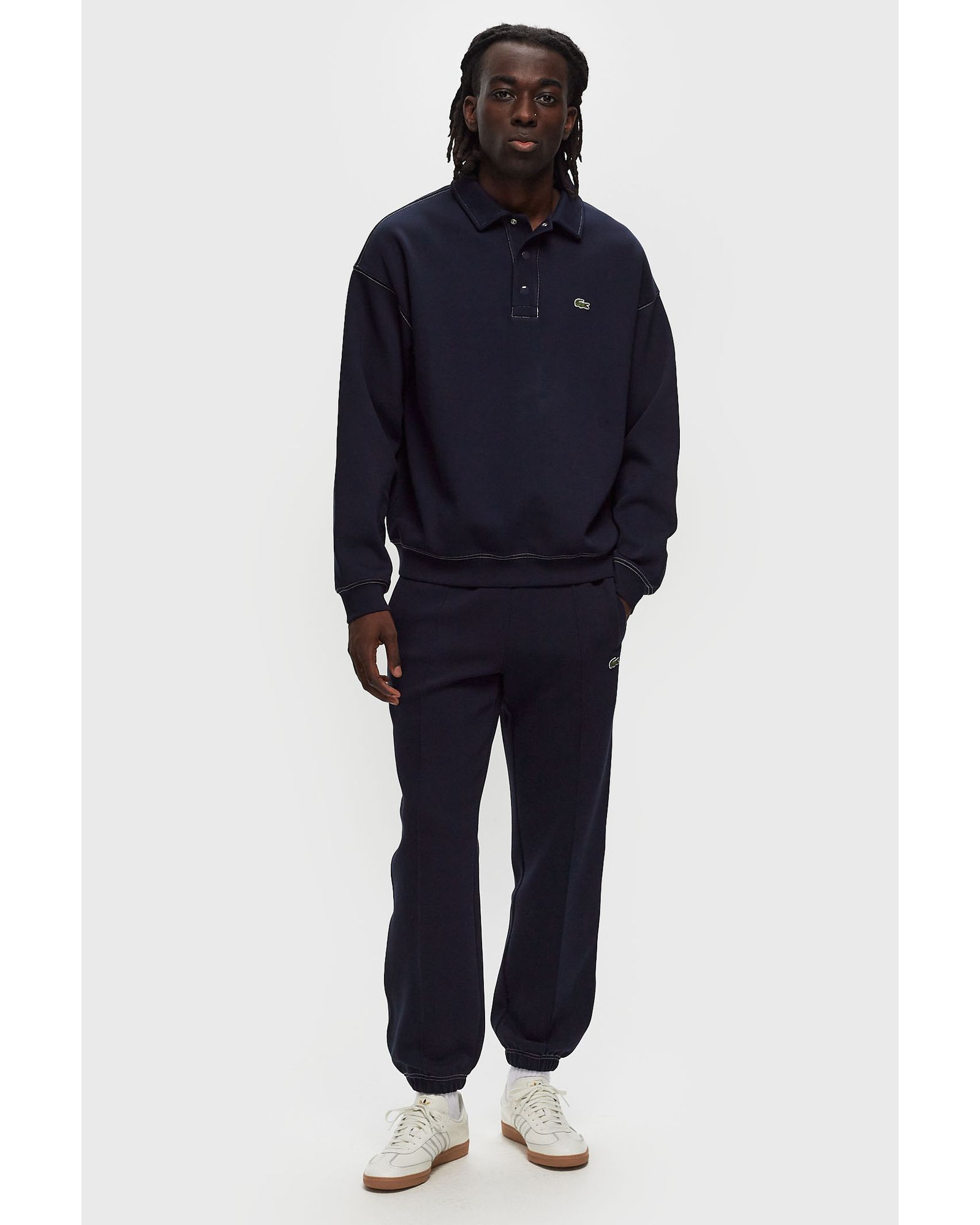 Loose fit sweatshirt with polo collar