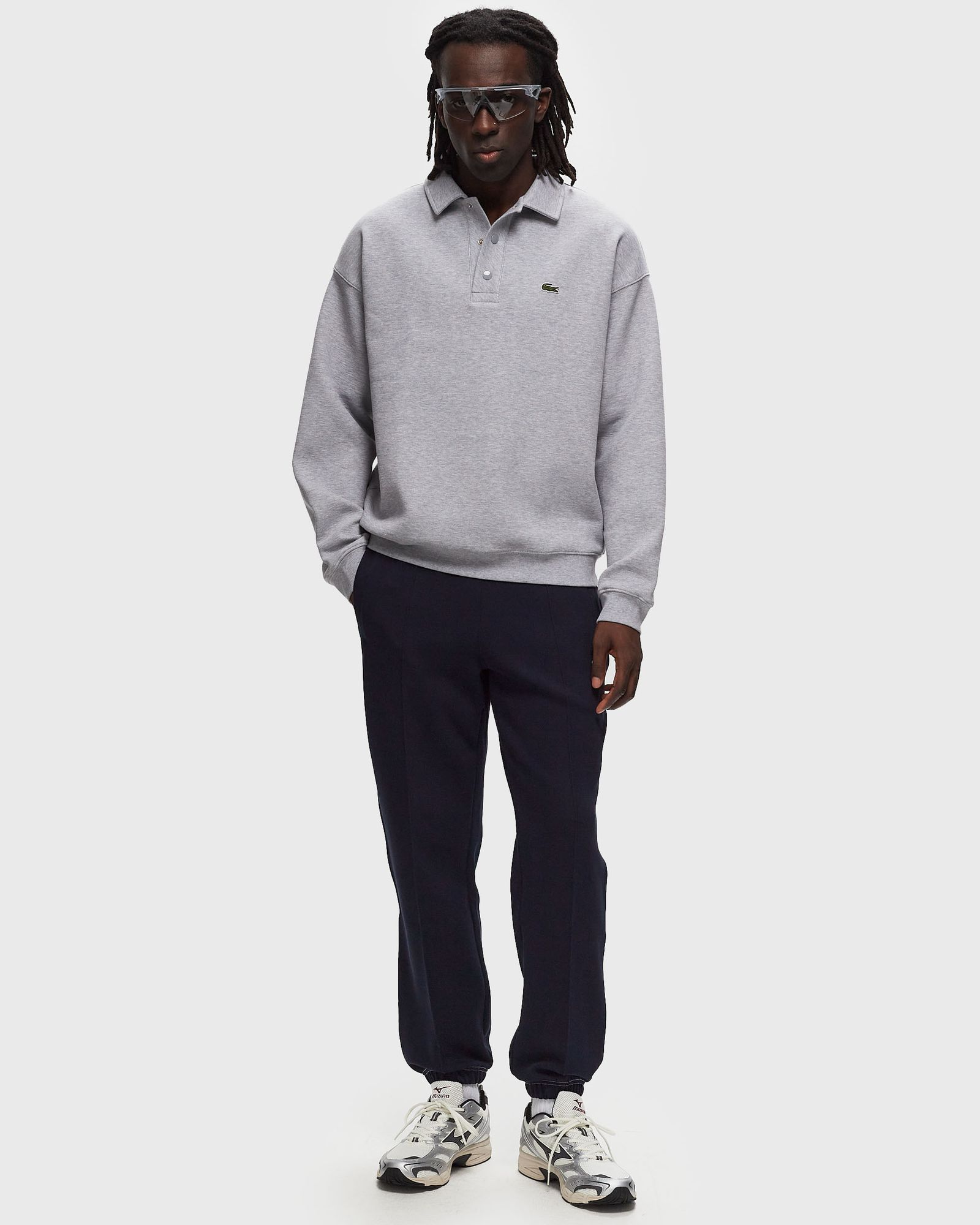 Loose fit sweatshirt with polo collar